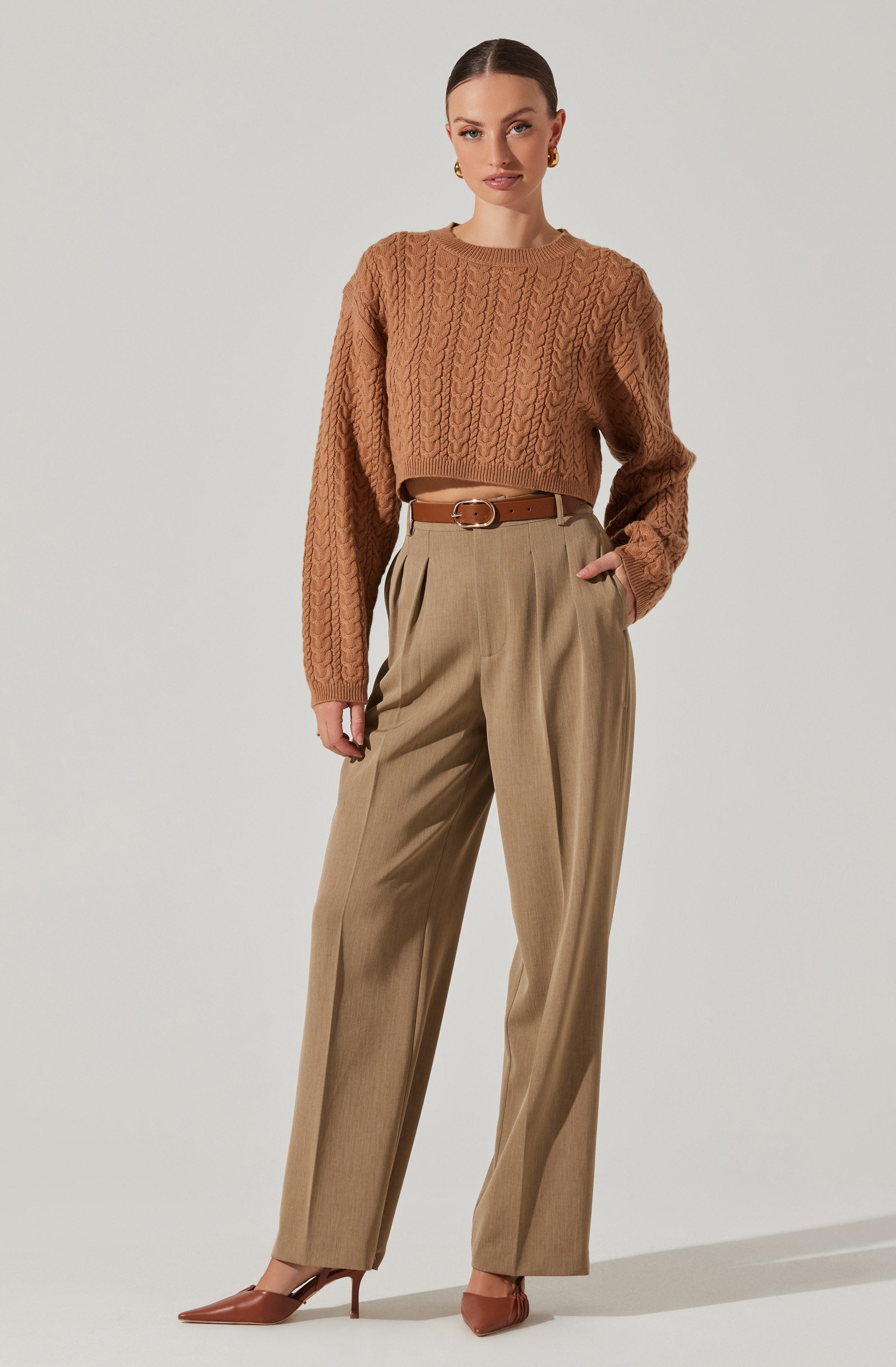 Jorah Cropped Cable Knit Sweater for Women - Soft Winter Pullover with Chunky Knit Design - Perfect for Casual Outfits, Date Nights & Holiday Gatherings