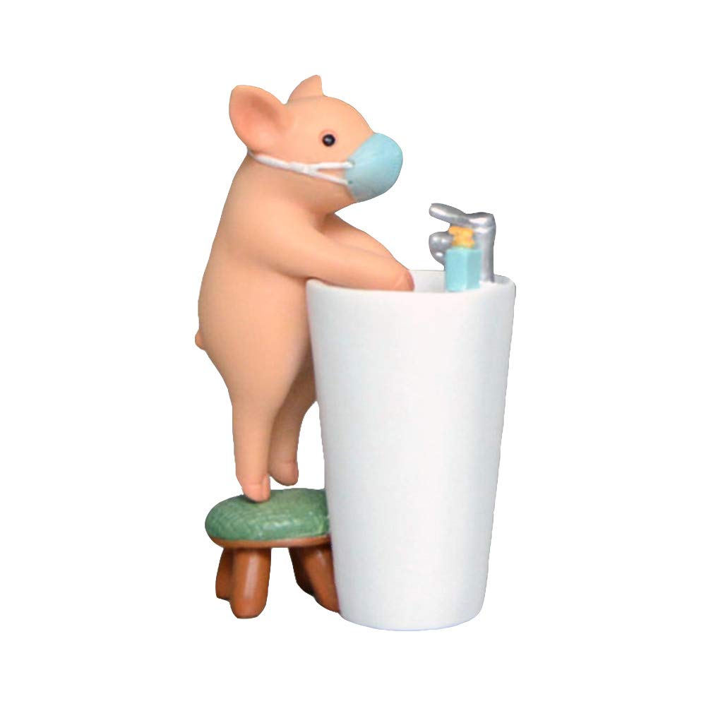 Miniature Fairy Figurine & Pig Statue for Toilet Decor - Cute Handwashing Reminder for Bathroom, Home, and Office