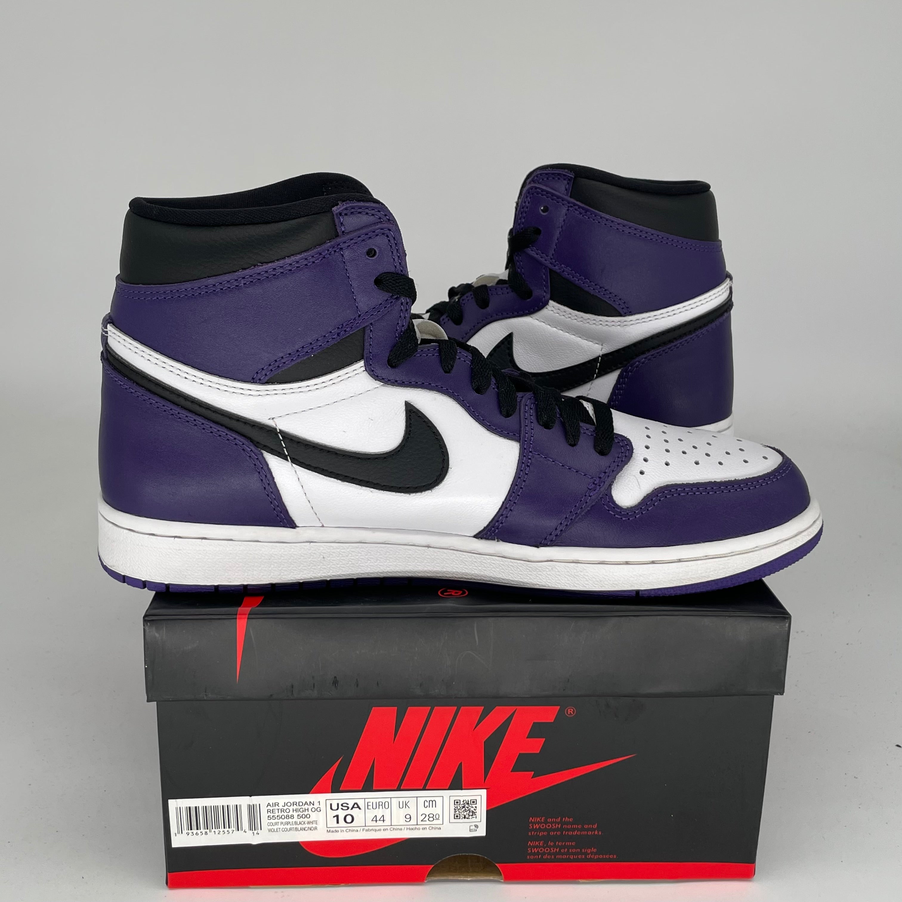Air Jordan 1 Retro High OG Court Purple White Men's Basketball Shoes Size 10 - 555088-500 | Classic Sneakers for Streetwear, Basketball & Casual Outfits