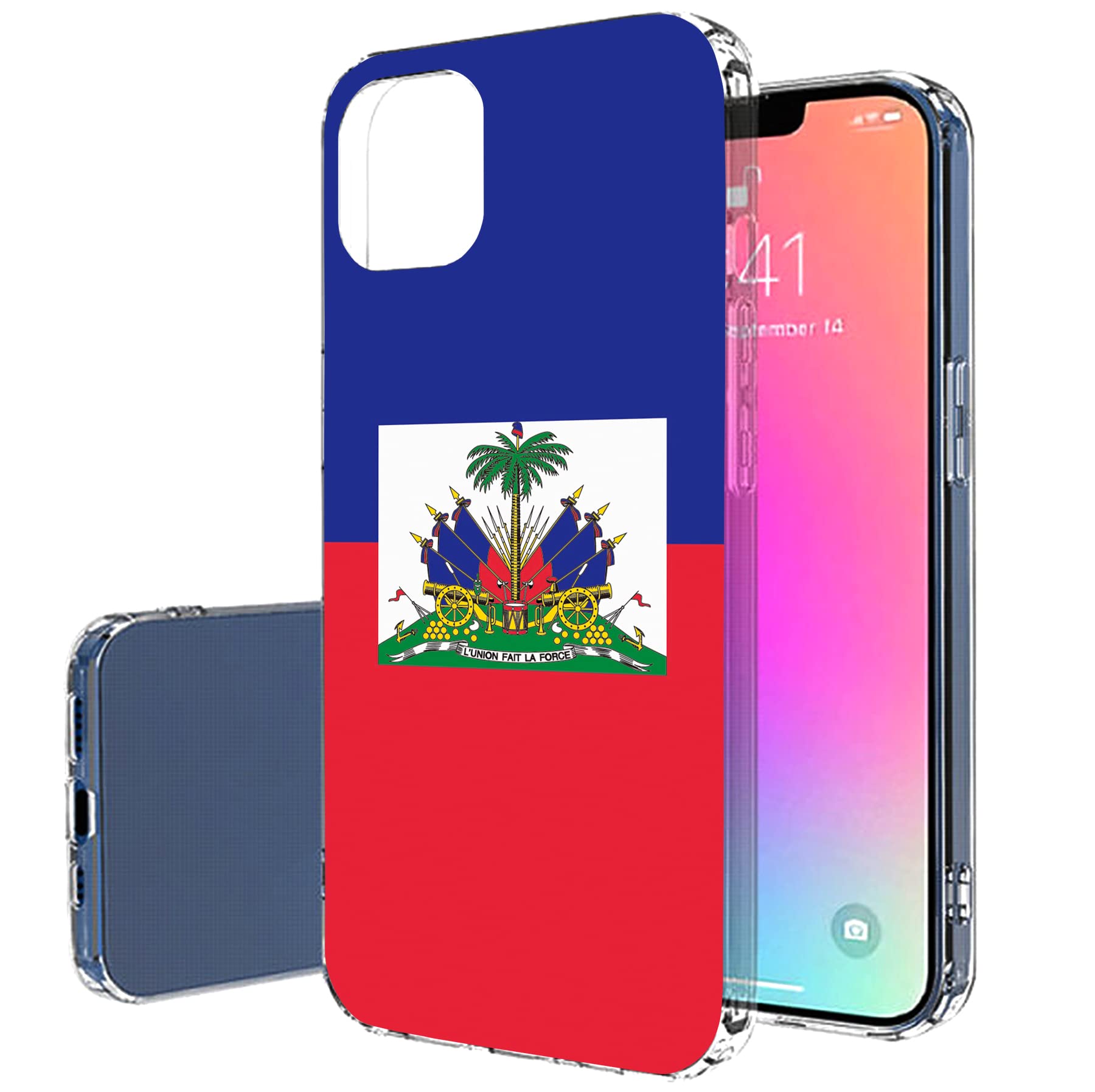 VIBECover Slim Case Compatible with Apple iPhone 13 - Total Guard Flex TPU Protective Cover with Haiti Flag Design - Perfect for Everyday Use, Travel & Showcasing National Pride