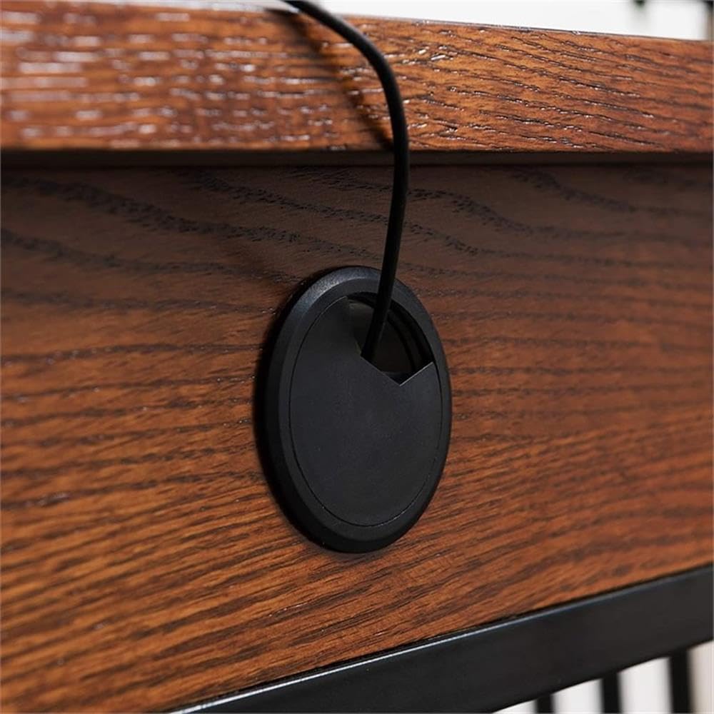 BOWERY HILL Ironcraft Mission Oak Computer Desk - Home Office Workstation for Study, Gaming & Remote Work