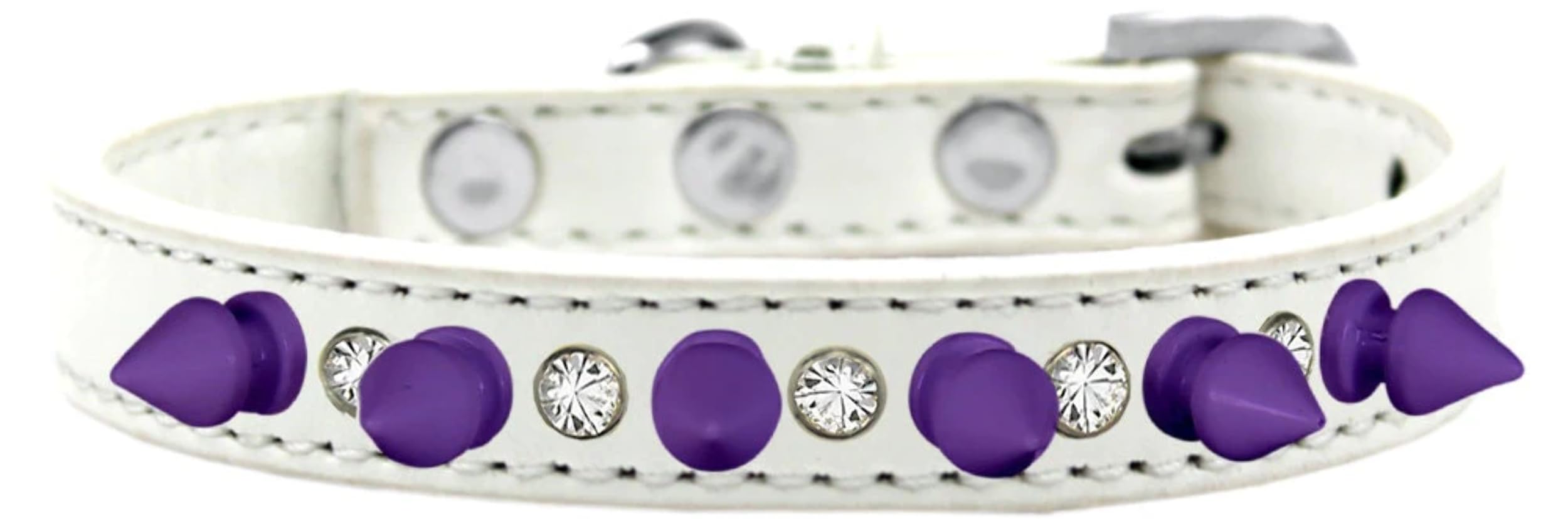 Purple Spiked Dog Collar with Crystals for Pets - Stylish & Durable for Walks
