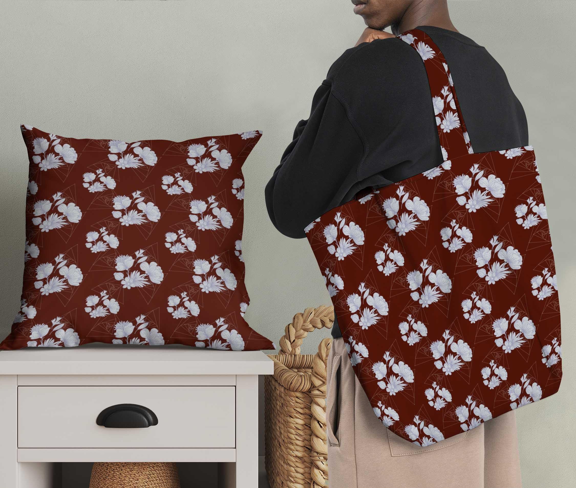 Soimoi Moss Georgette Red Fabric by The Yard - 42 Inch Wide Floral & Geometric Print Fabric for DIY Crafts, Dresses, Curtains & Home Decor - Lightweight Textile for Sewing Projects & Creative Designs
