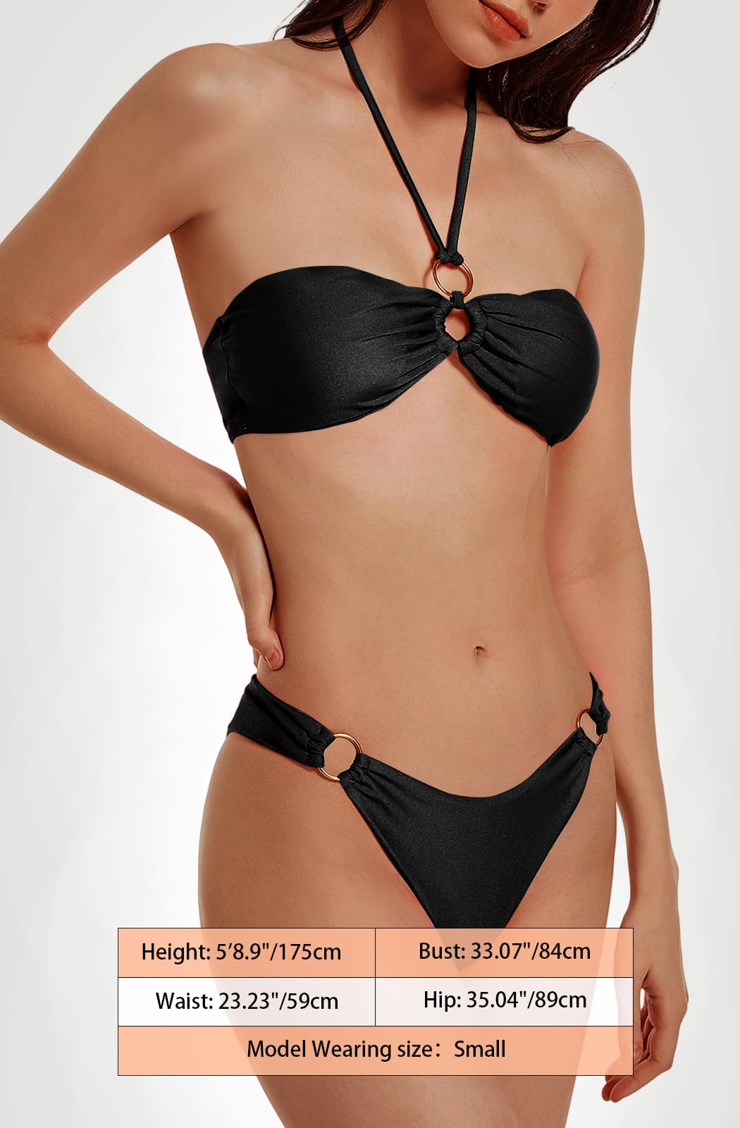Sexy Strappy Bikini Set for Women - 2 Piece Bandeau Swimwear with Adjustable Ties | Perfect for Beach Vacations, Pool Parties & Summer Getaways