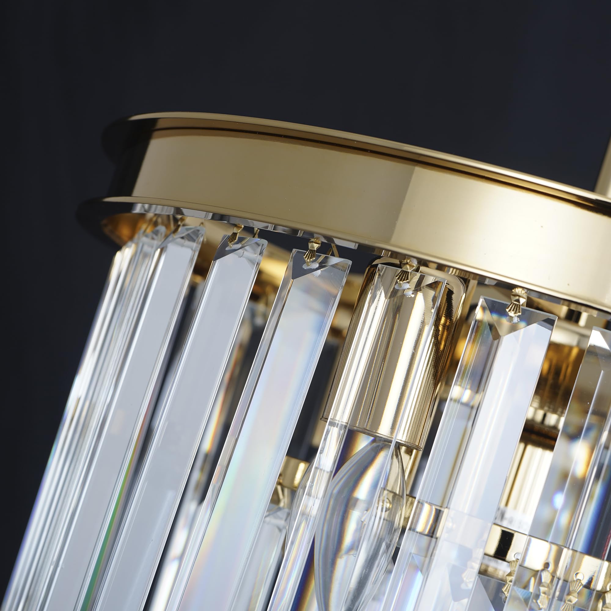 Modern Crystal Gold Chandelier - Elegant Pendant Ceiling Light Fixture for Dining Room, Living Room, Kitchen Island & Bedroom | Perfect for Home Decor, Wedding Venues & Luxury Interior Lighting