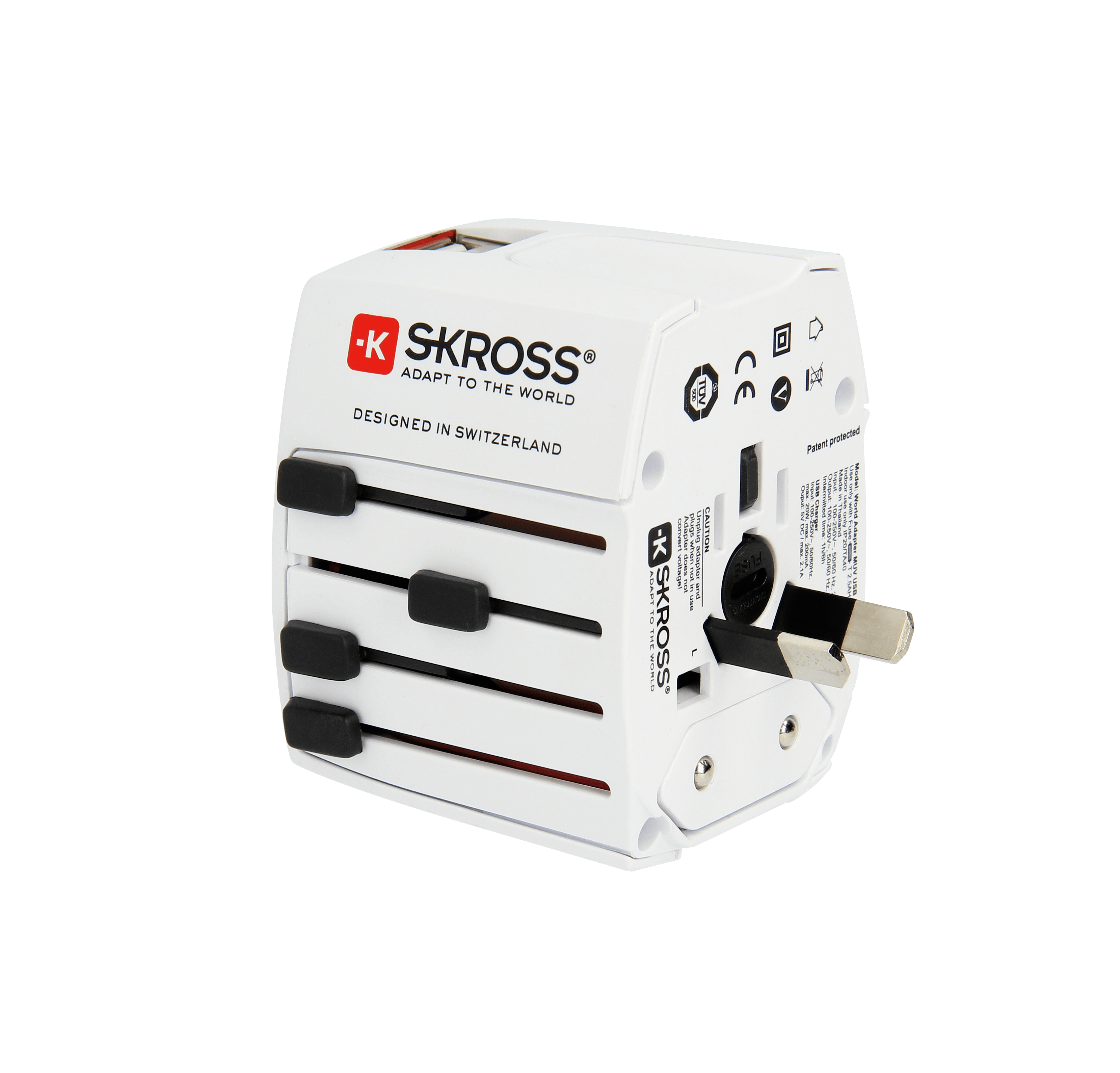 Skross MUV USB Travel Adapter - Universal Worldwide Charger with Dual USB Ports for Smartphones & Tablets - Perfect for International Travel, Business Trips & Vacations