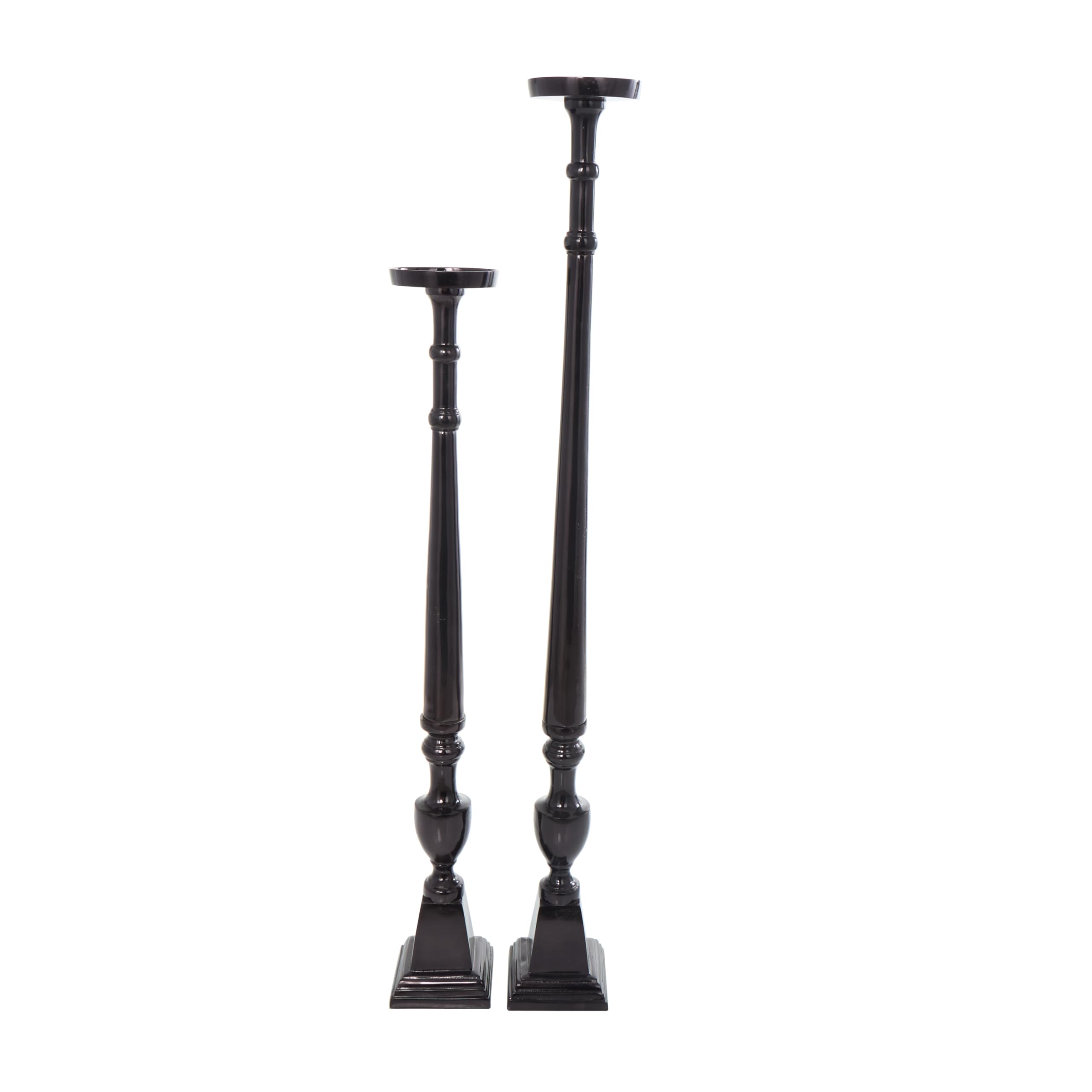 Deco 79 Black Aluminum Metal Floor Candle Holder Set - 42