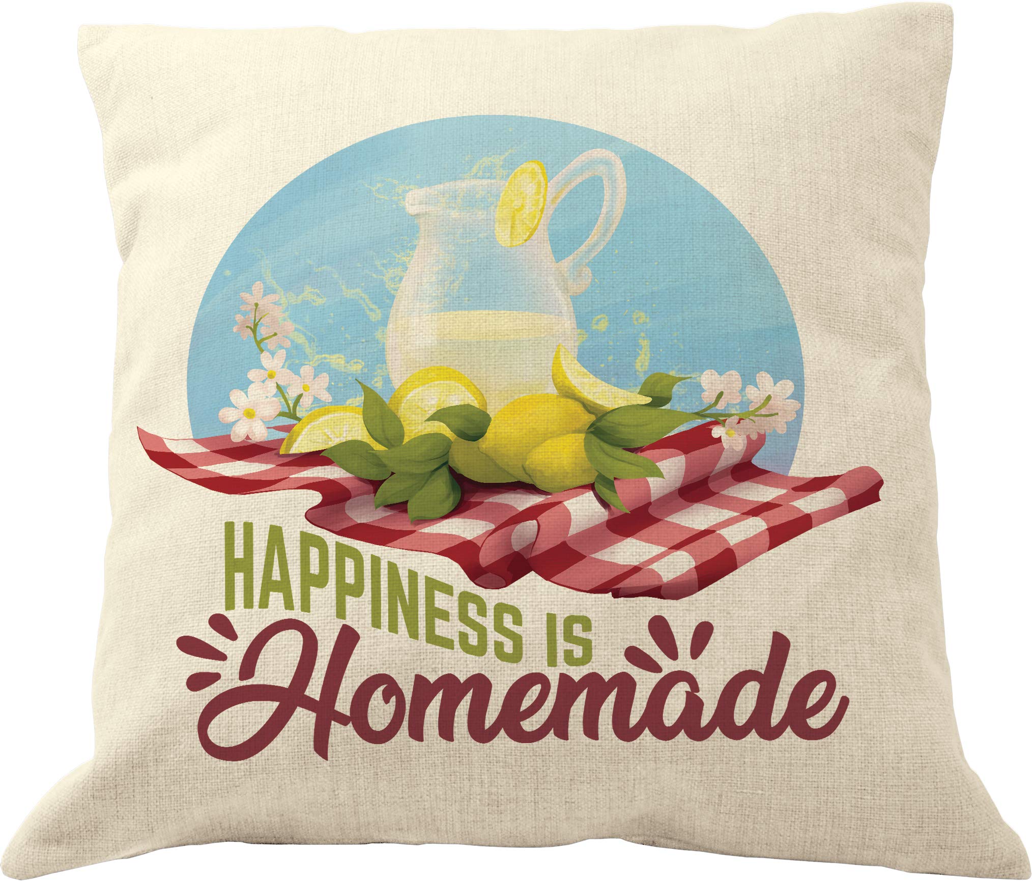18x18 Lemon Pillow Cover - Soft & Comfortable Decorative Throw Pillow for Couch, Bed, Sofa - Perfect for Home Decor, Living Room, Bedroom - Happiness is Homemade