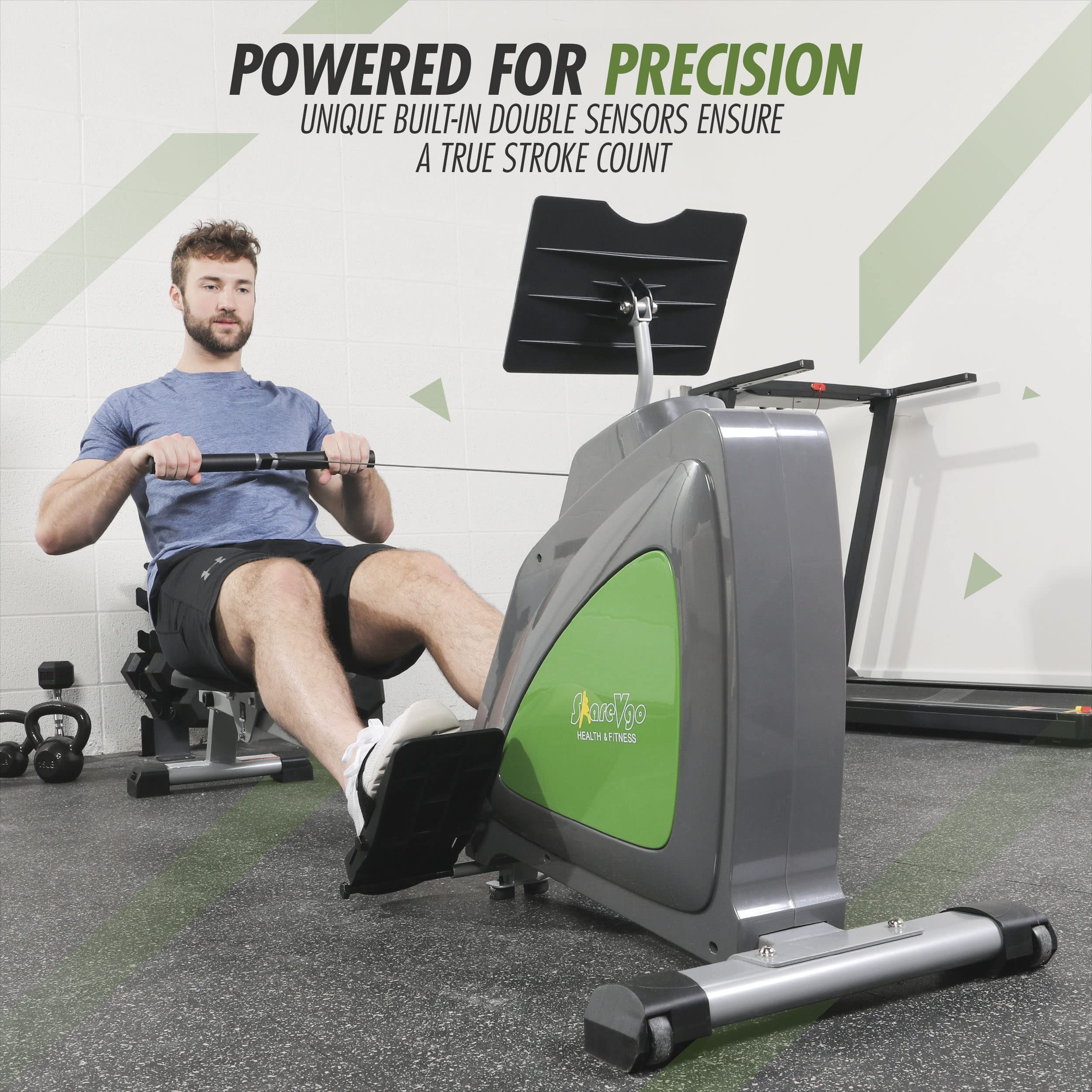ShareVgo Smart Rowing Machine SRM1000 - Foldable Magnetic Rower with Bluetooth LCD Monitor, Tablet Holder & Free Fitness App for Full Body Workout - Max 300 lbs Capacity - Perfect for Home Gym, Cardio Training & Weight Loss