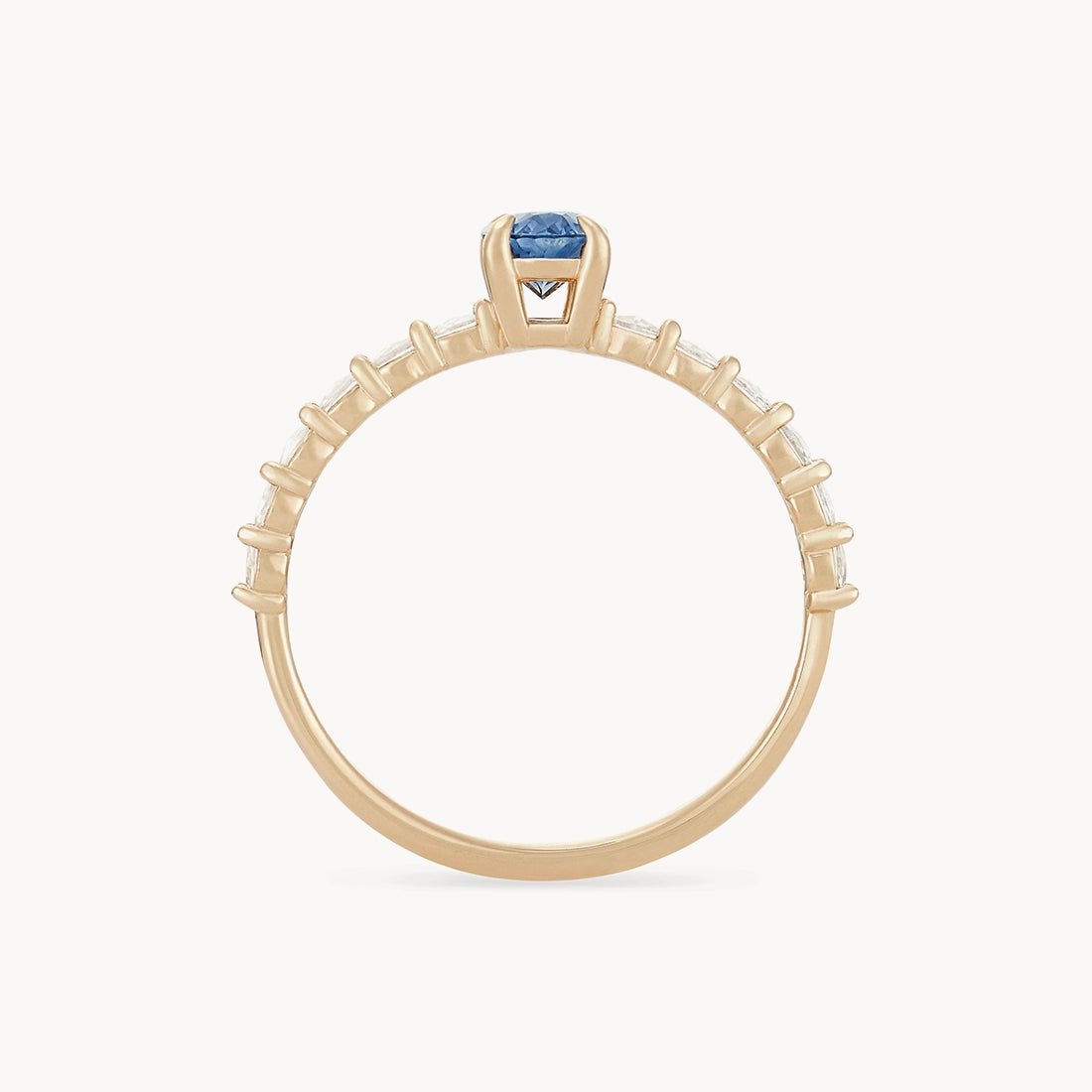 Unique 14K Yellow Gold Blue Oval Sapphire Ring - Handcrafted One-of-a-Kind Jewelry for Weddings, Anniversaries & Special Occasions