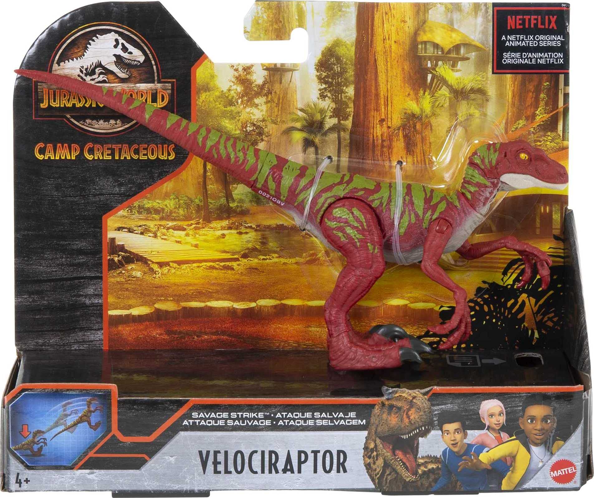 Jurassic World Velociraptor Savage Strike Dinosaur Action Figure - Jumping Attack Pose, Movable Arms & Legs, Iconic Species Design - Perfect Gift for Kids 4+ | Dinosaur Toys for Playtime, Birthday Gifts & Jurassic Park Fans