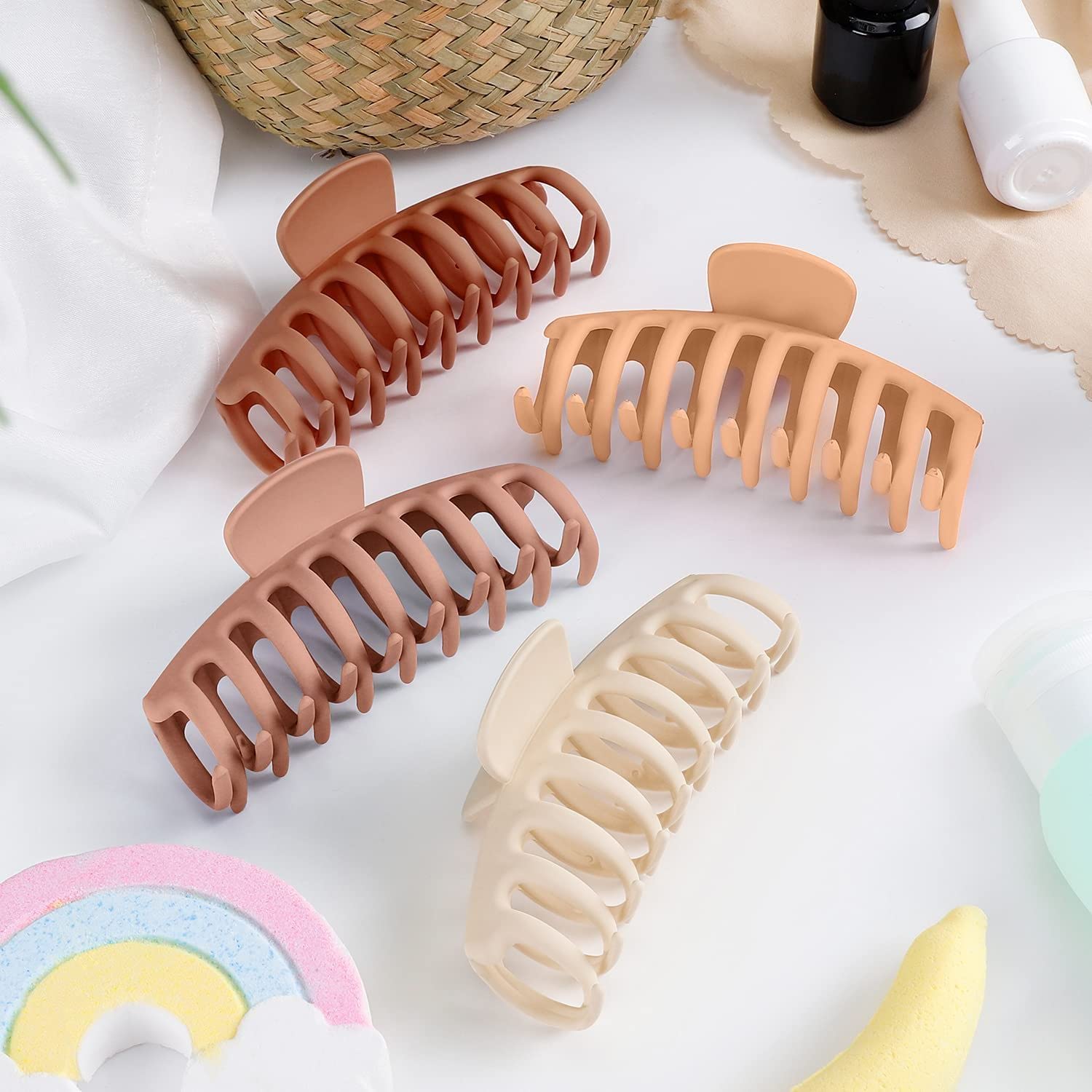 4 Pack Large Hair Claw Clips for Women - Non-Slip Strong Hold French Style Hair Clips for Thick Hair | Perfect for Updos, Ponytails & Everyday Hairstyles
