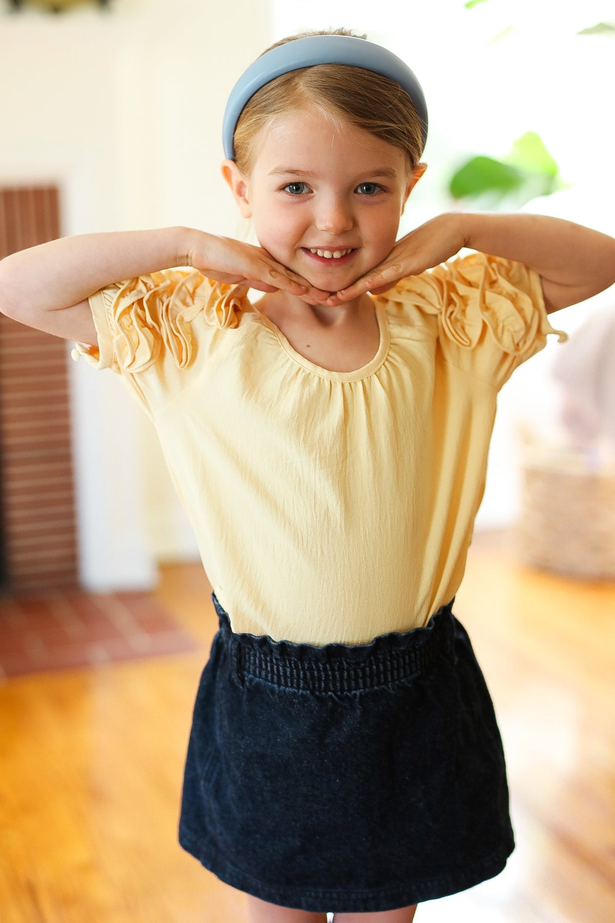 Stylish Lemon Yellow Ruffle Sleeve Side Slit Blouse - Perfect for Summer Outfits, Date Nights & Casual Wear