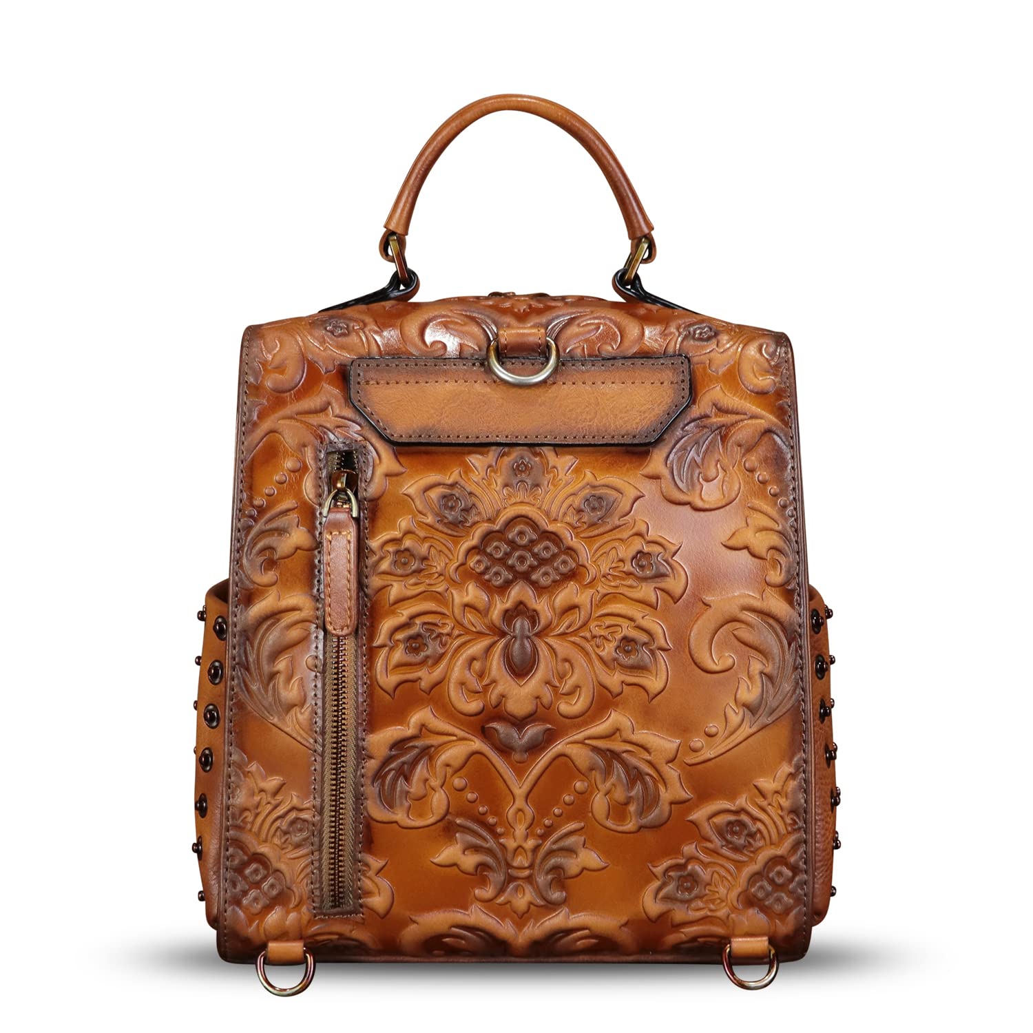 Genuine Leather Handbags for Women - Stylish Embossed Leather Backpack, Convertible Shoulder Bag & Satchel Purse - Perfect for Work, Travel and Everyday Use