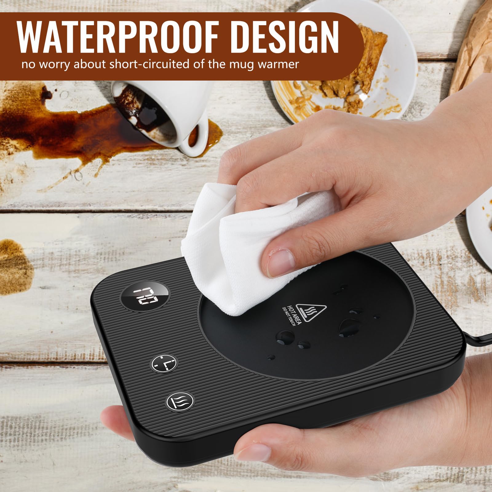 3-Temperature Coffee Mug Warmer with Auto Shut-Off - Anti-Scalding Silicone Desk Warmer for Tea, Hot Chocolate & Beverages - Portable Electric Cup Warmer for Office, Home & Travel Use