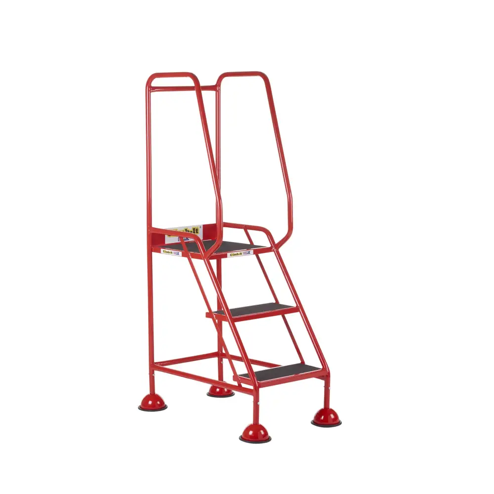 Climb It UK Domed Feet Steps - Red Non-Slip Ladder Accessories for Home, Garage, and Workshop Use