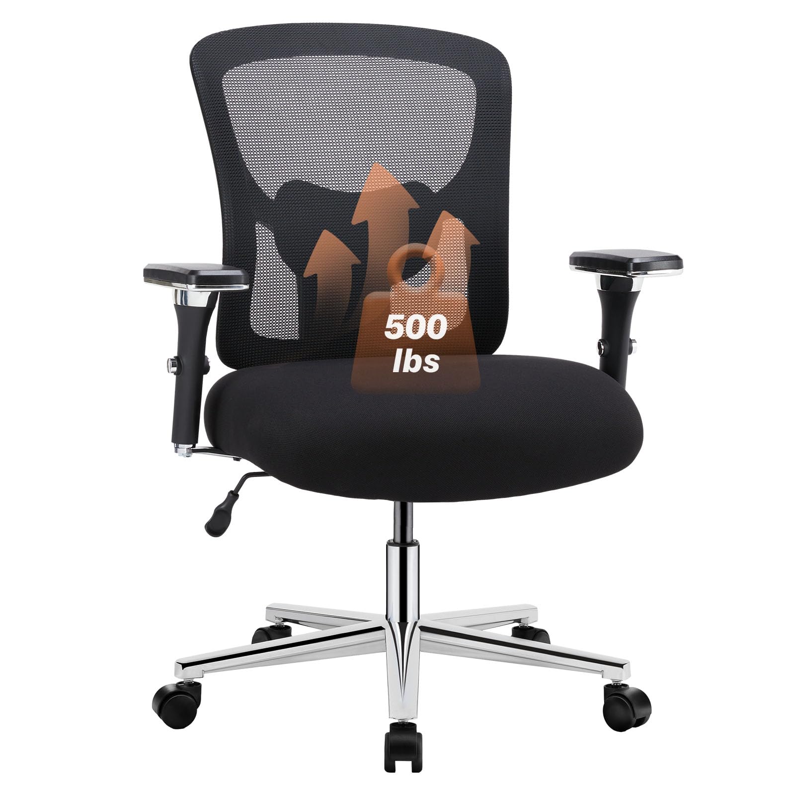 Heavy Duty Big and Tall Office Chair 500lbs Capacity - Ergonomic Adjustable Lumbar Support, 3D Armrests & Smooth Rolling Wheels - Home & Executive Office Chair for Adults - Perfect for Long Work Hours & Gaming Sessions