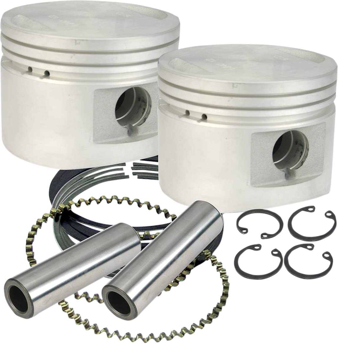 S&S Cycle 920-0026 High Compression Piston Kit - 3.5in Standard Bore, 0.010in Over - Performance Upgrade for Harley Davidson Motorcycles - Perfect for Racing & Engine Rebuilds
