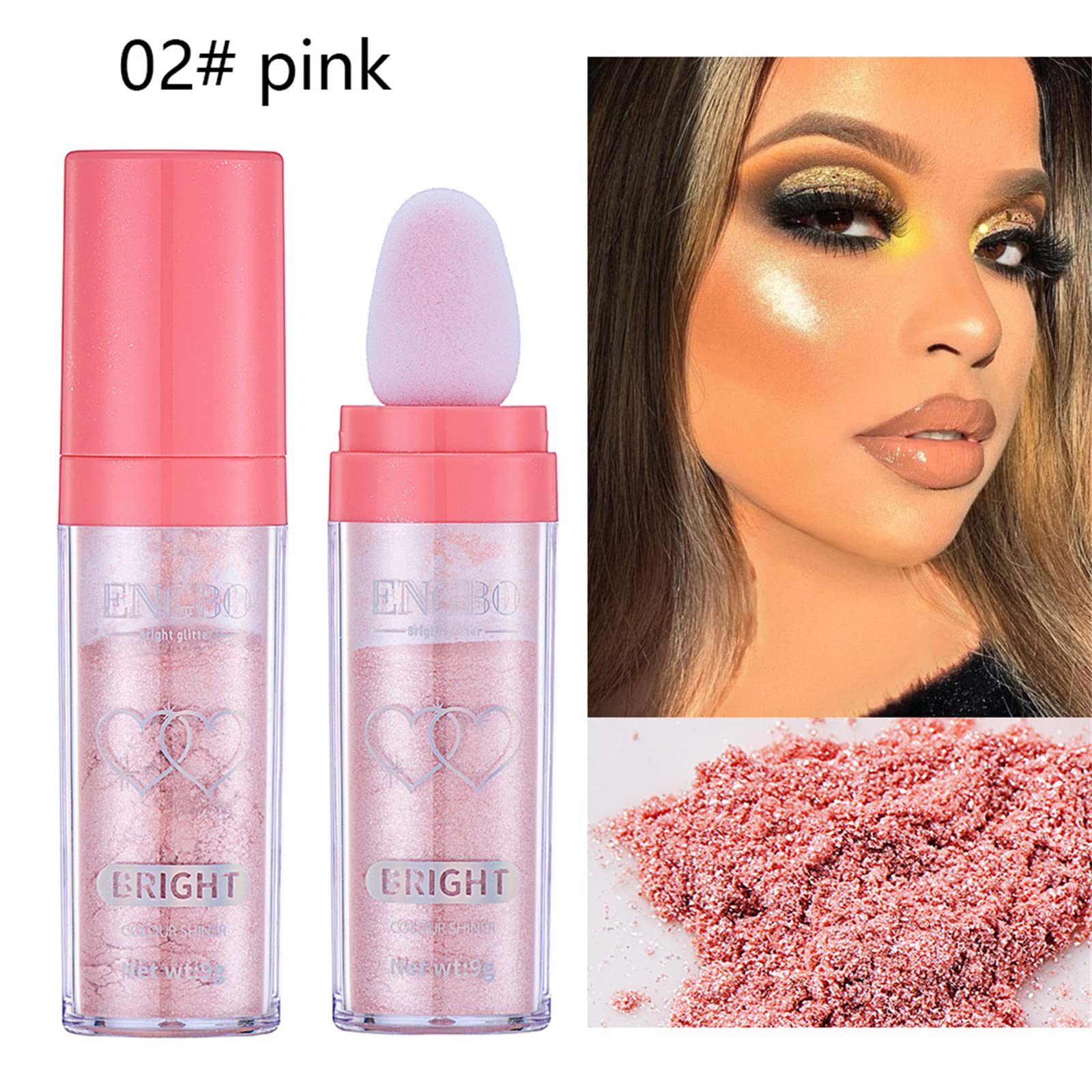 BeauFairy Highlighter Powder Stick - 5 Color Shimmer Glitter Powder for Face, Eyes, Lips & Body | Vegan & Cruelty-Free Makeup | Perfect for Parties, Photos & Night Out Glow