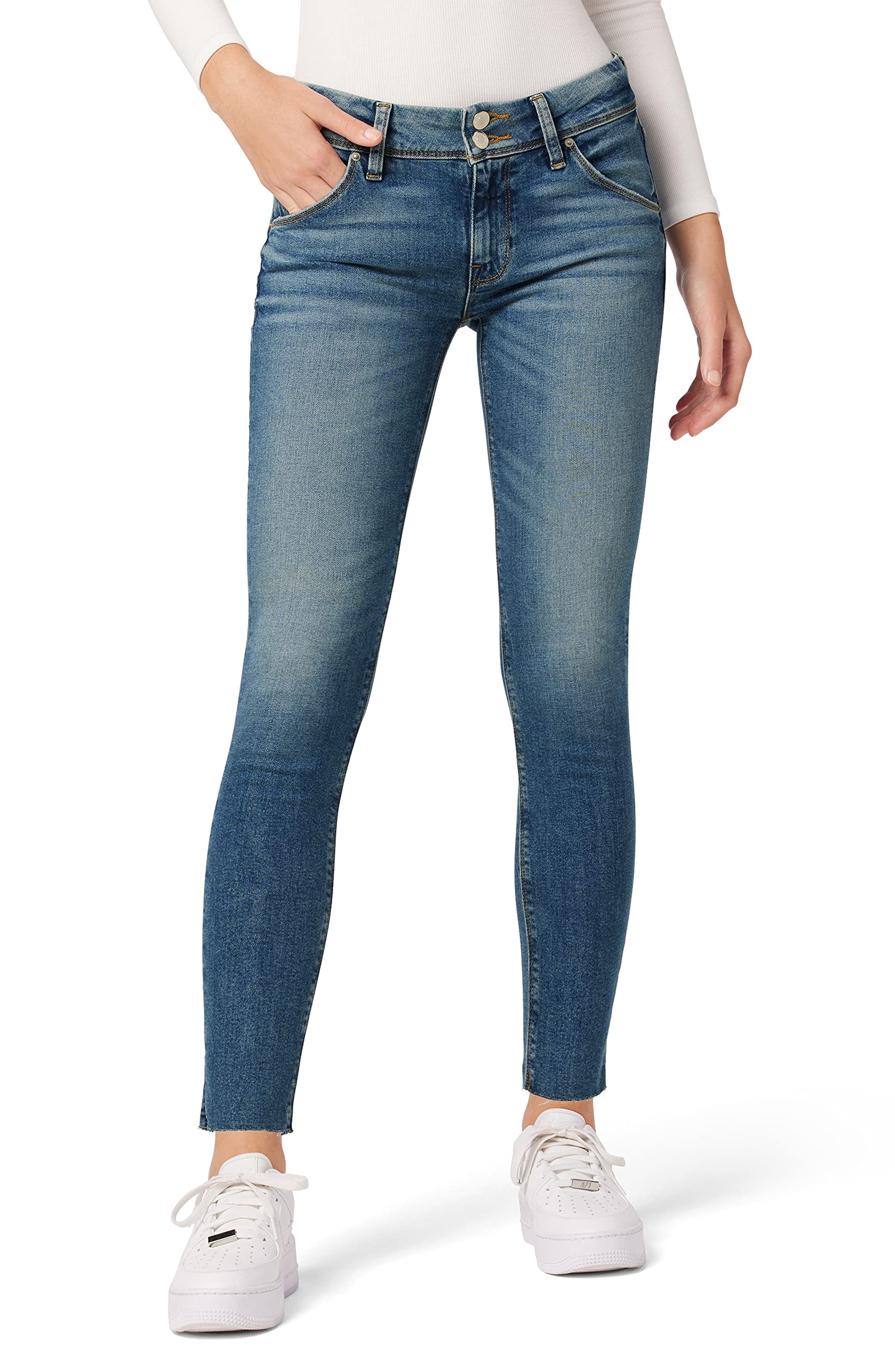 HUDSON Women's Collin Mid Rise Skinny Ankle Jeans with Back Flap Pockets - Stretch Denim Pants for Work, Casual & Night Out | Comfortable Slim Fit Jeans for Everyday Wear