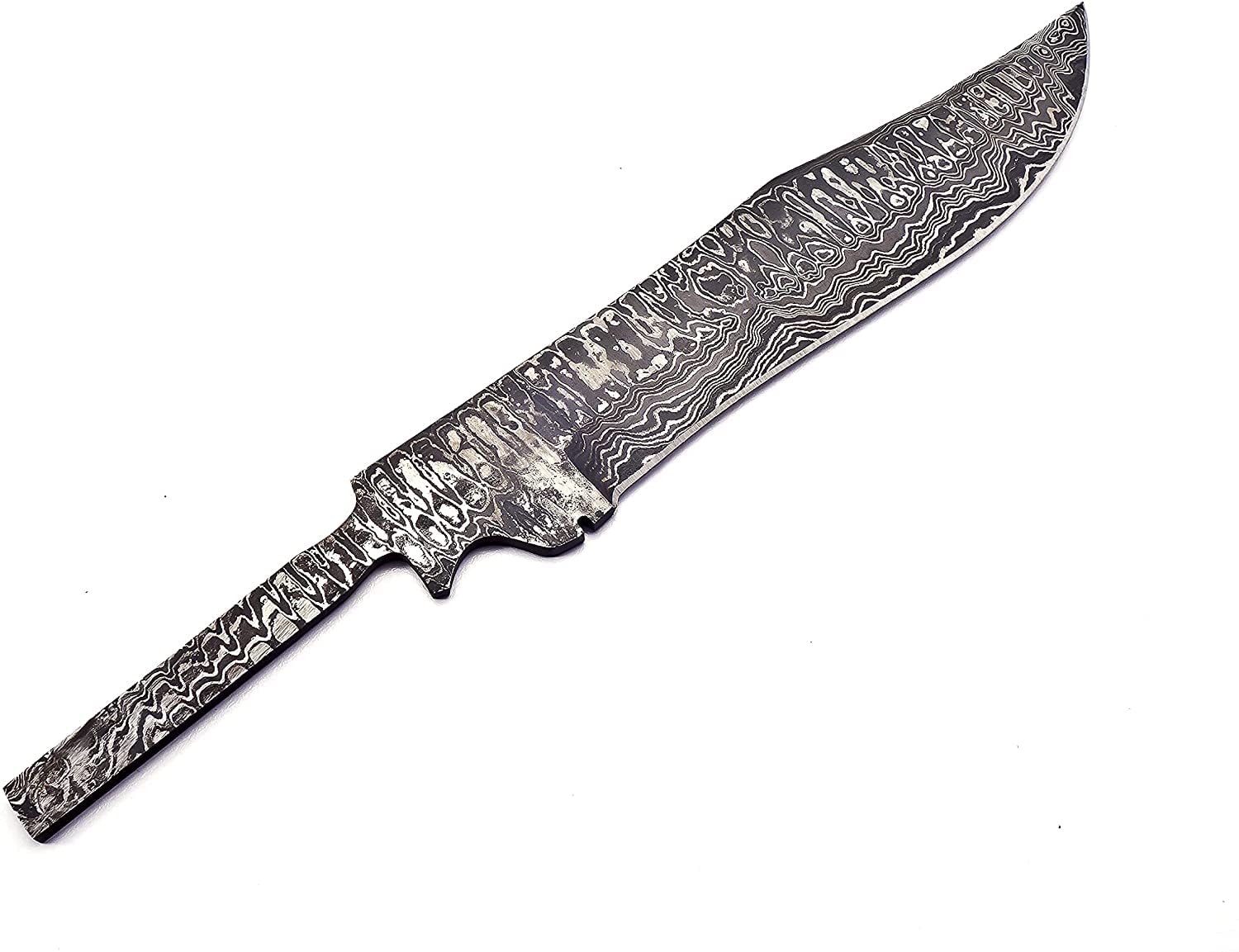 Handmade Damascus Steel 15-Inch Blank Bowie Knife Blade with Beautiful Pattern - Perfect for DIY Knife Making, Bushcraft, and Outdoor Survival Tools