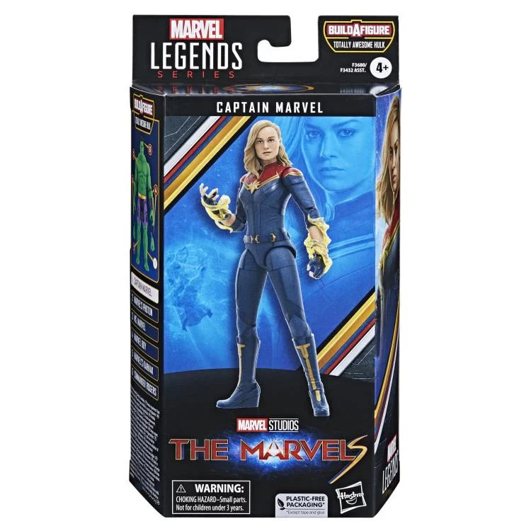 Marvel Legends Captain Marvel Action Figure - The Marvels Movie Collection with Totally Awesome Hulk BAF Piece - Collectible Toy for Display & Superhero Battles