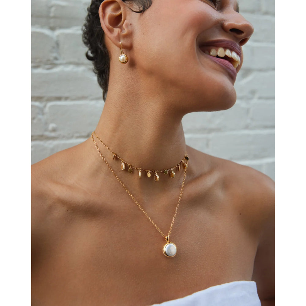 Anna Beck Pearl & Twisted Coin Pendant Necklace - Elegant Layering Jewelry for Women, Perfect for Weddings, Parties & Everyday Wear