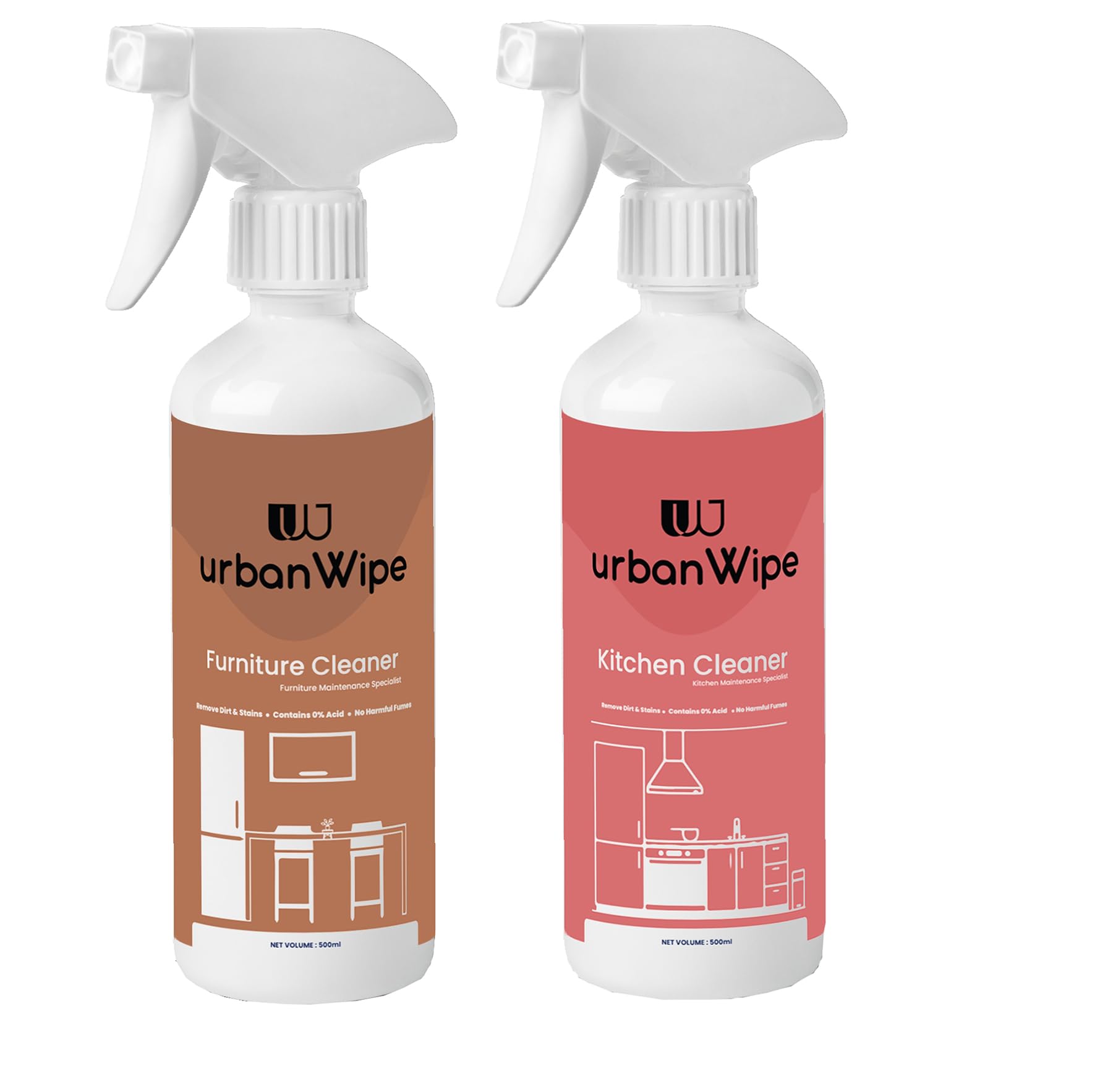 Premium Urban Wipe Furniture & Kitchen Cleaner Combo Set - 500ml Each | All-Purpose Wood Polish, Leather Conditioner & Stainless Steel Cleaner | Perfect for Countertops, Gas Stoves, Cabinets & Appliances | Safe for Daily Home & Office Use