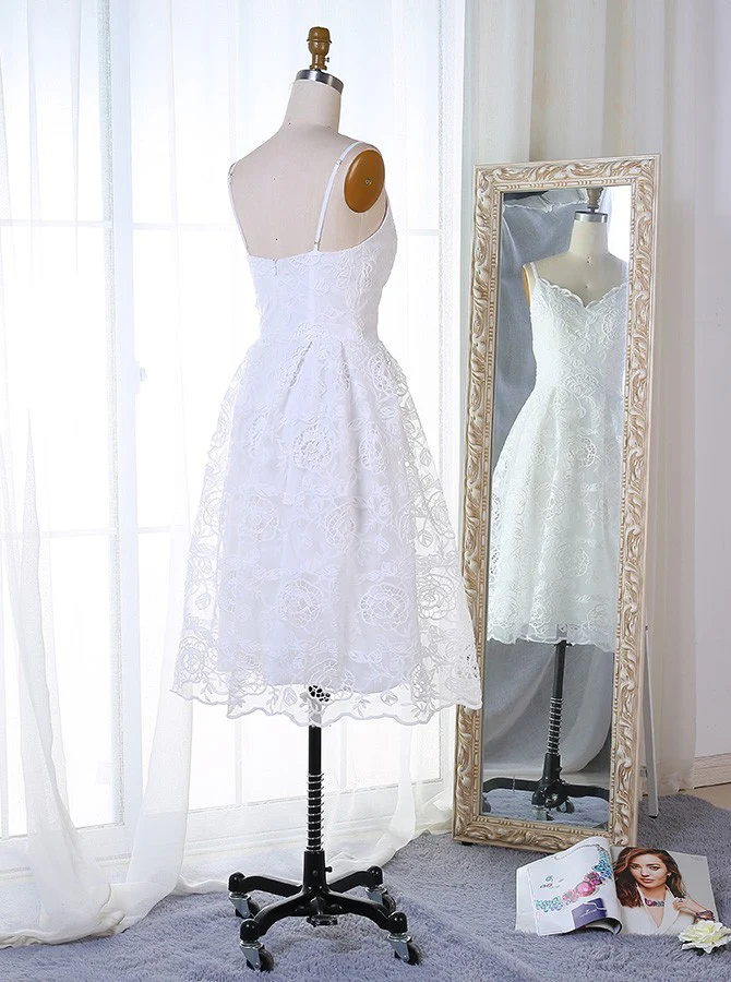 Elegant A-Line White Lace Homecoming Dress | Short Prom Dress J3379 | Perfect for School Dances, Formal Events & Special Occasions