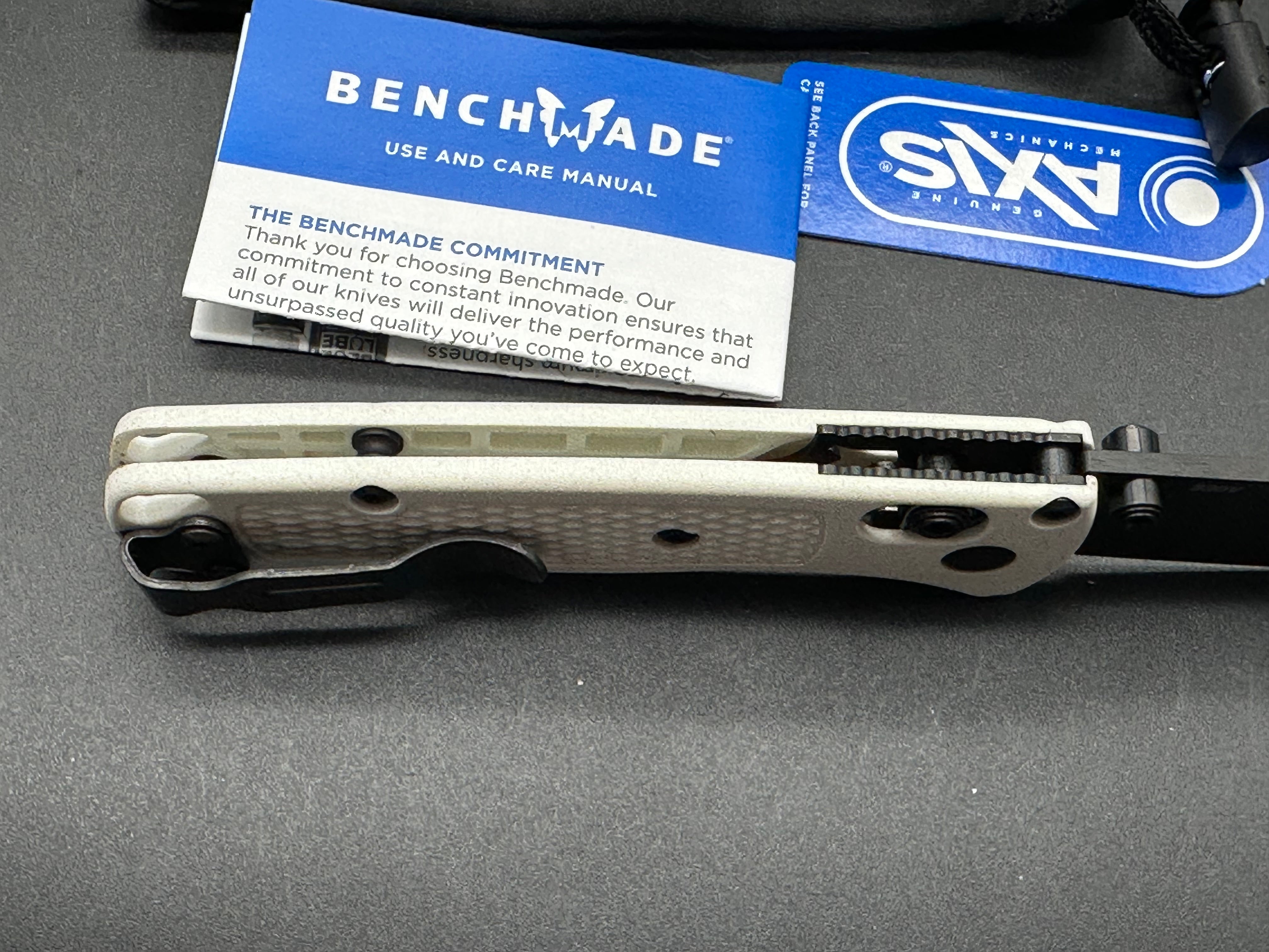 Benchmade Mini Bugout AXIS Lock Folding Knife - White EDC Pocket Knife for Camping, Hiking & Outdoor Adventures
