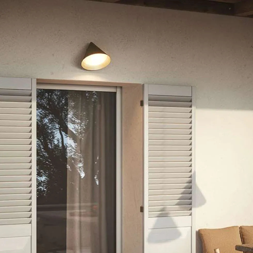 Vintage Gold Cone Wall Light - Outdoor Sconce for Patio, Garden, and Porch Lighting | Weatherproof & Elegant Design