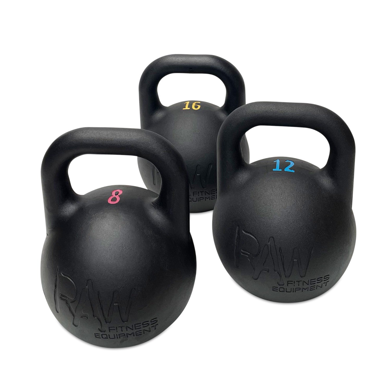 Premium Competition Kettlebell 8-16KG Set - Heavy Duty Black Cast Iron Kettlebell for CrossFit, Strength Training & Home Gym Workouts