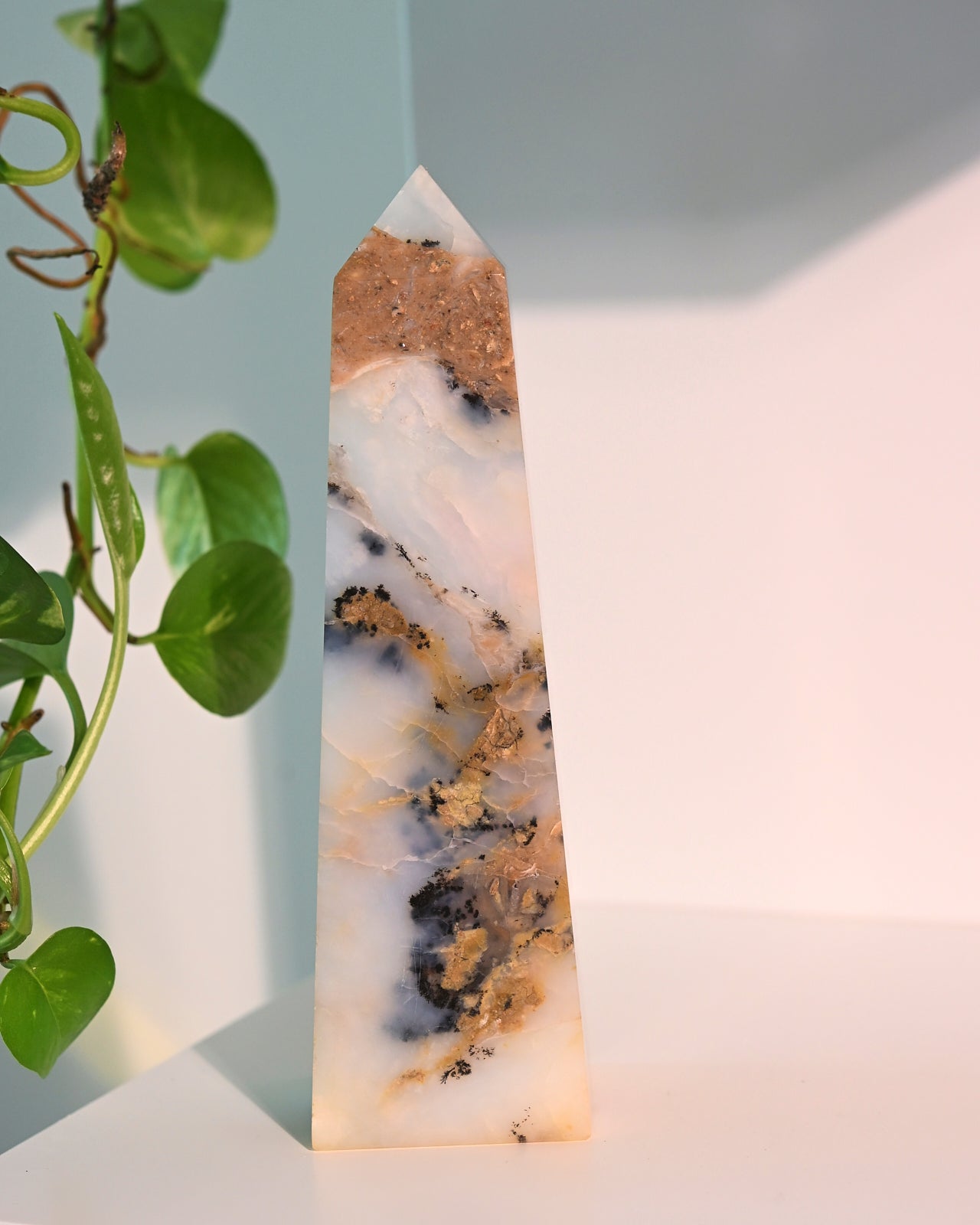 7 Inch Peruvian Blue Opal Tower - Genuine Healing Crystal for Meditation, Reiki & Home Decor | Natural Stone Spiritual Gift