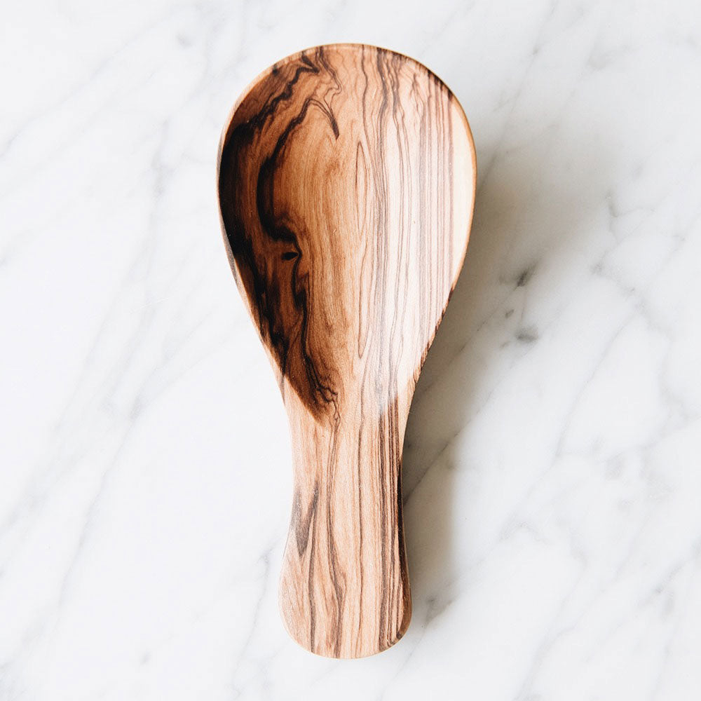 Premium Wild Olive Wood Rice Scoop - Natural, Eco-Friendly Kitchen Utensil for Cooking, Serving & Measuring Rice - Perfect for Rice Bowls, Sushi & Grain Dishes