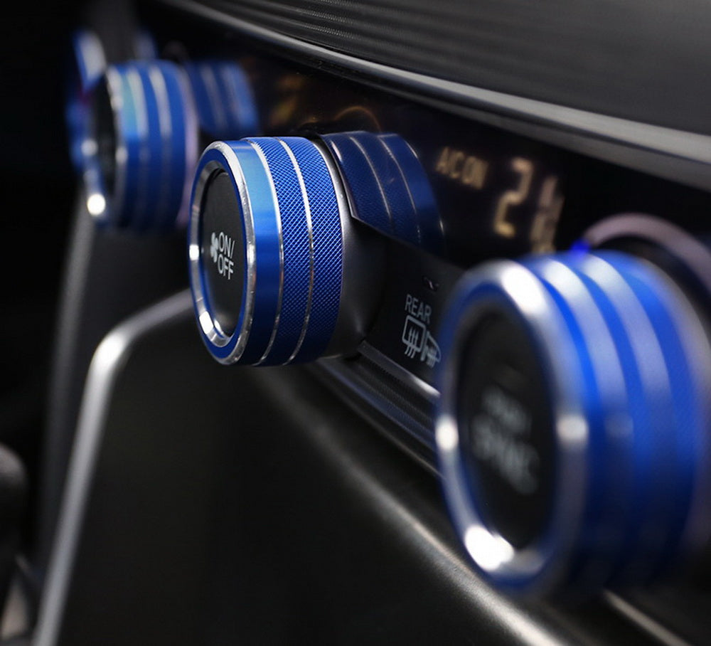 3PCS Blue AC Climate Control Switch Knob Ring Covers for 2018-2022 Honda Accord - Upgrade Interior & Protect Buttons (Perfect for Summer Driving & Custom Styling)