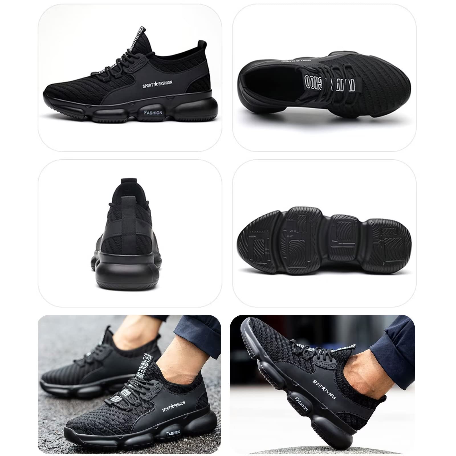 Men's Steel Toe Work Shoes - Lightweight Anti-Slip Safety Boots with Breathable Design for Construction & Industrial Work | OSHA Compliant Work Sneakers for Warehouse, Factory & Outdoor Jobs