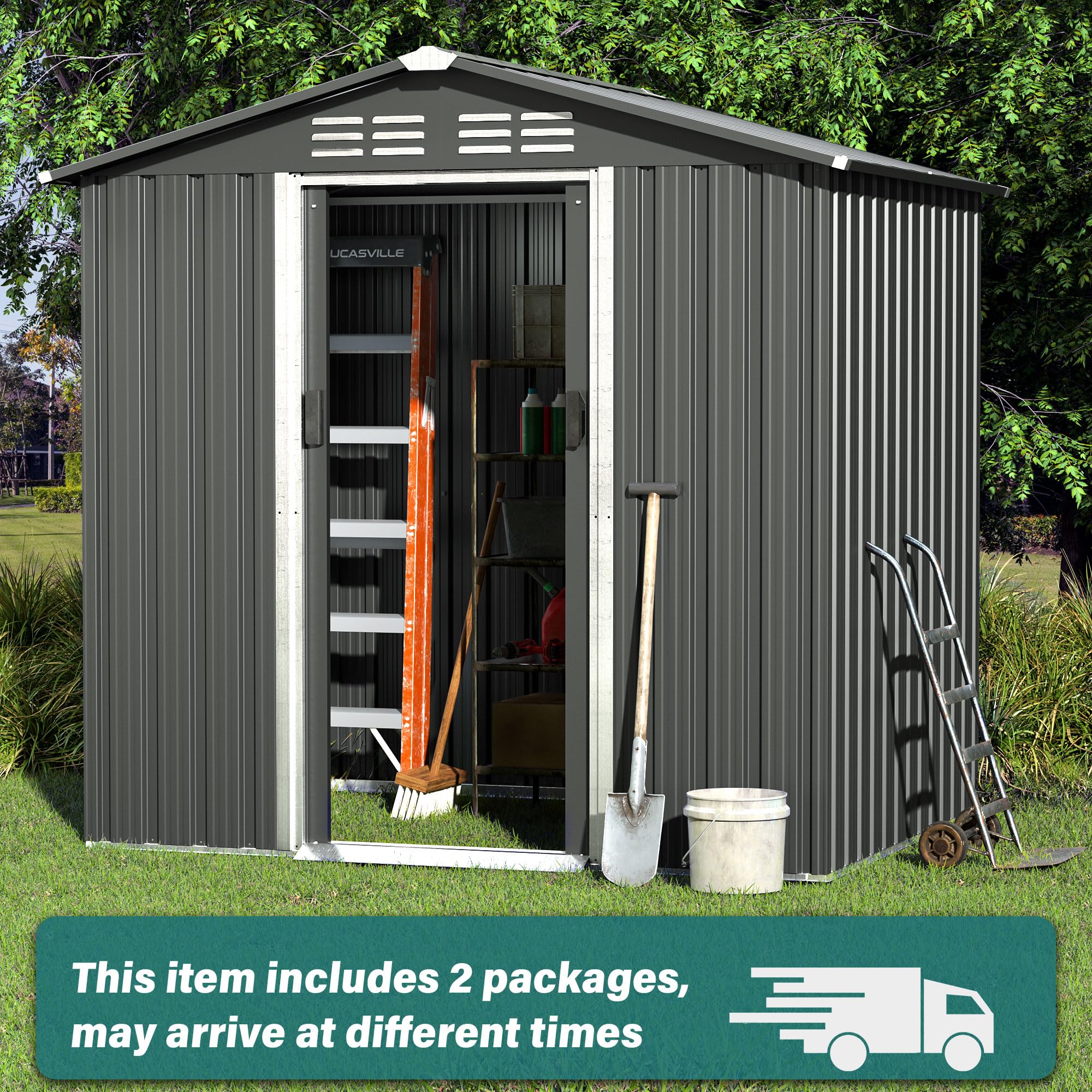 Gotland 6FT x 4FT Metal Storage Shed with Lockable Sliding Doors & Air Vents | Outdoor Utility & Tool Organizer for Garden, Backyard, Patio, Lawn | Perfect for Storing Lawn Mowers, Bikes & Seasonal Items