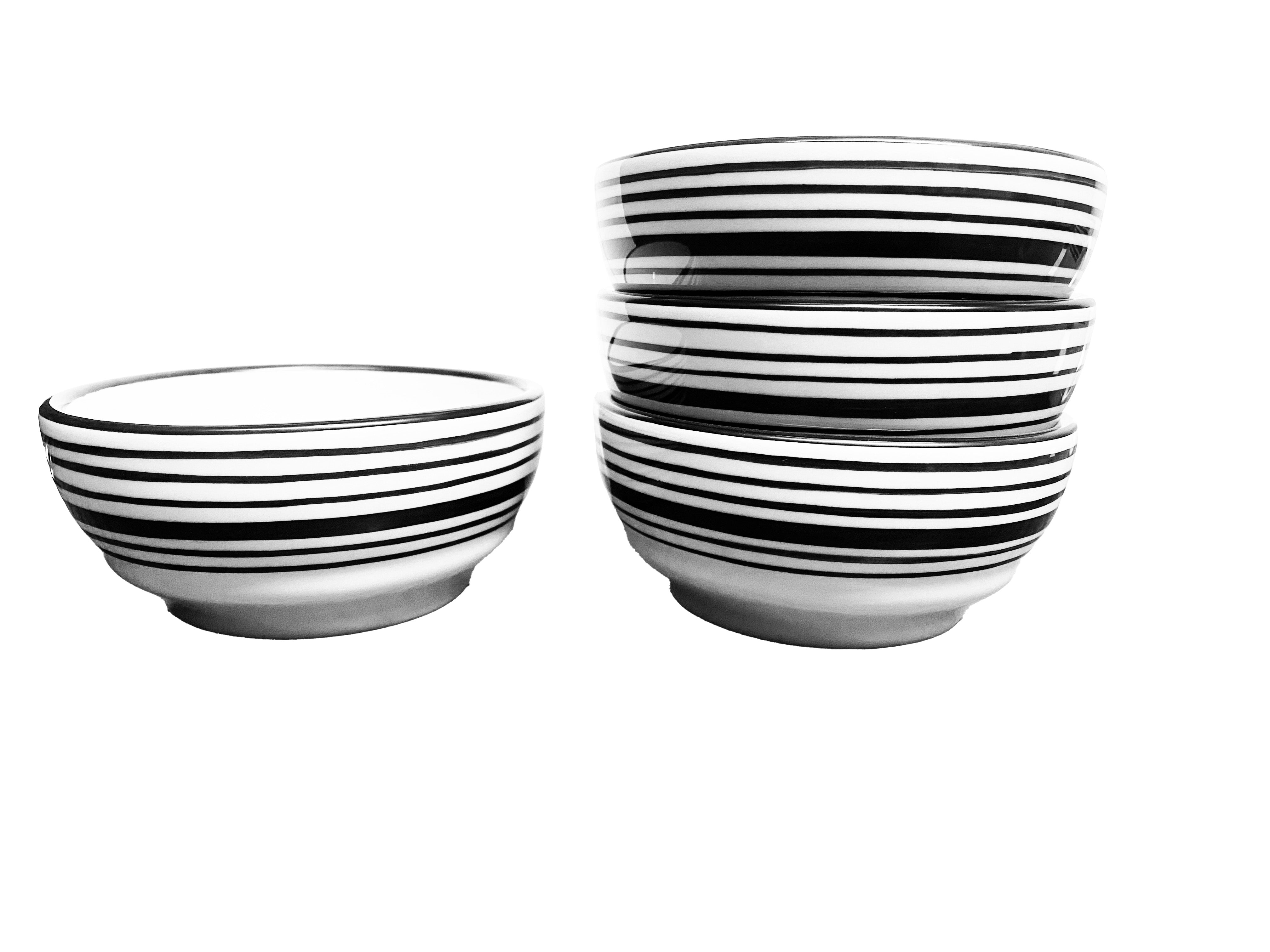 Elegant 11 oz Tuxedo Black & White Small Bowl Set - Set of 4 for Soup, Salad, Dessert | Perfect for Dinner Parties, Home Decor & Kitchen Essentials