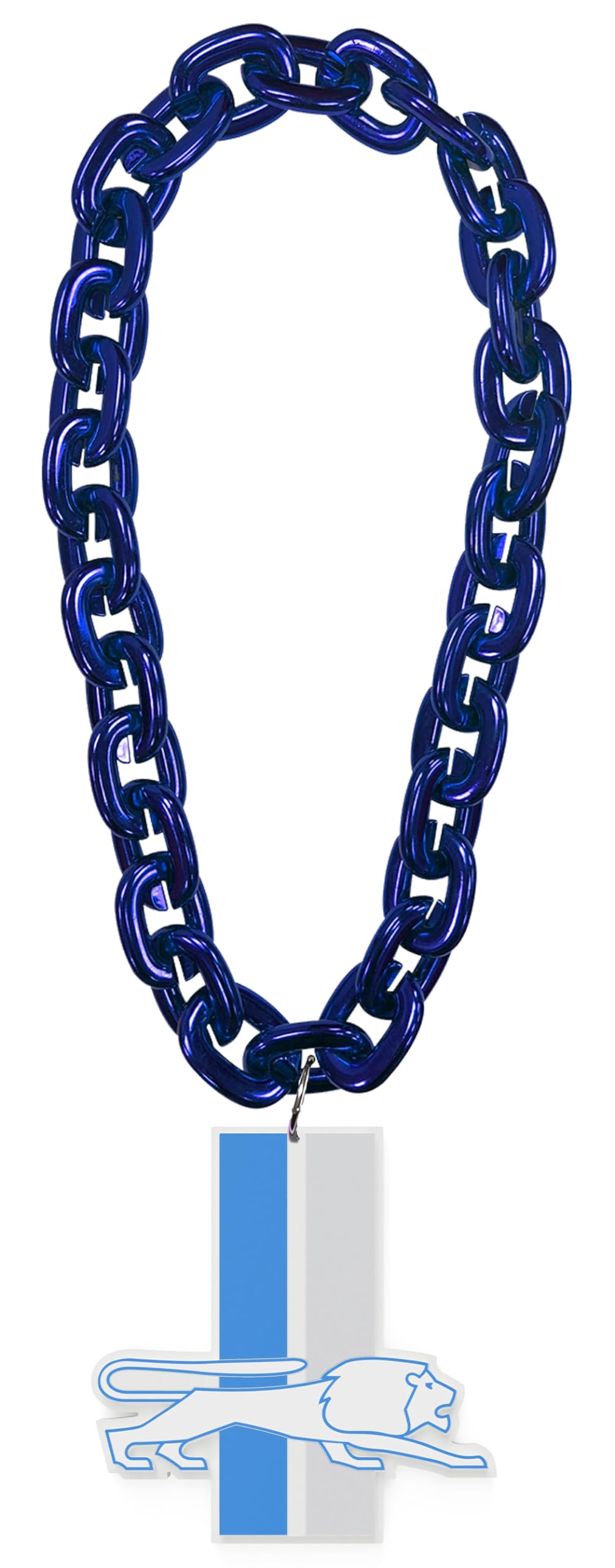 Detroit Lions Throwback Logo NFL Fan Chain - Blue & Silver Vintage Necklace for Football Games & Tailgating