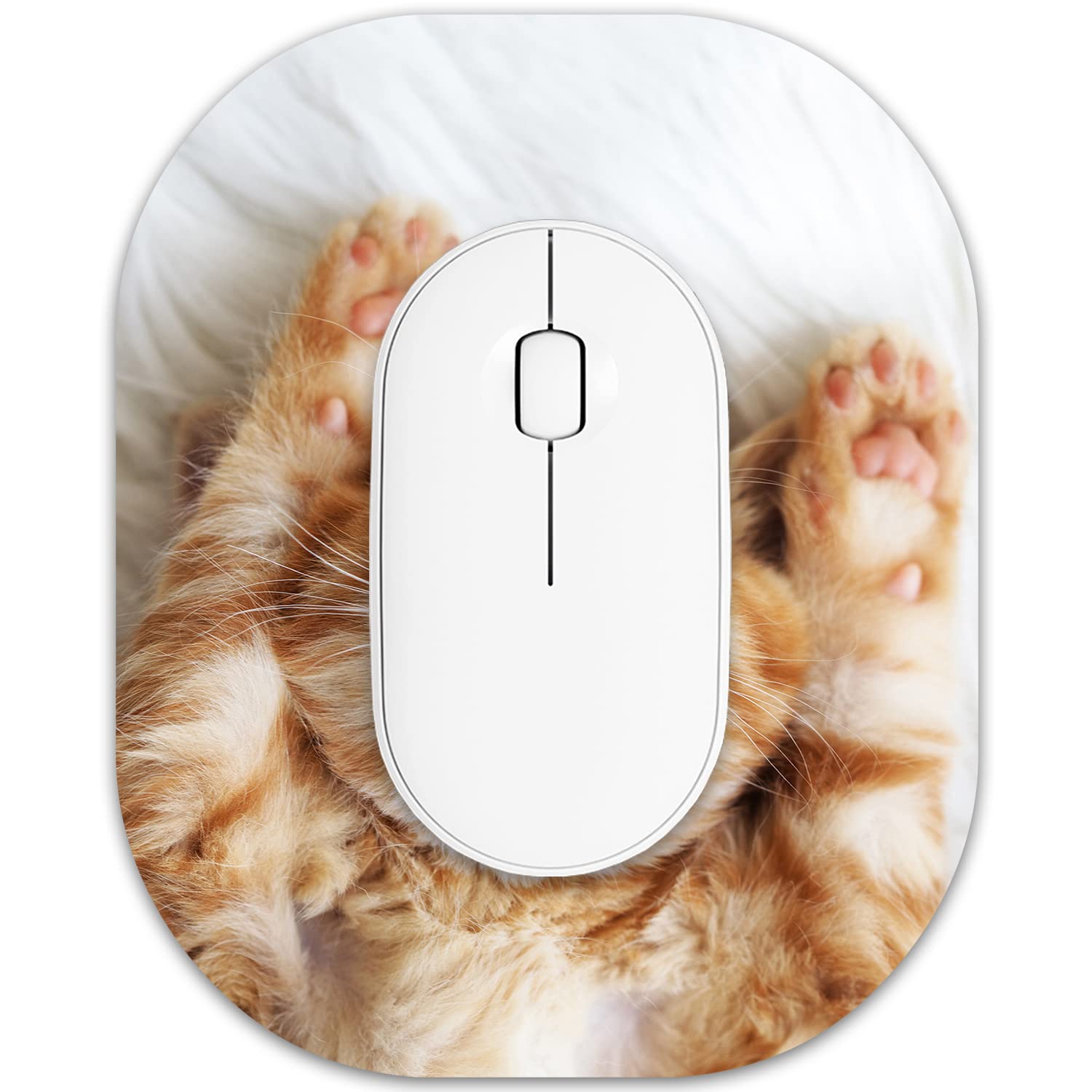 6 x 7 Inch Small Oval Mouse Pad - Non-Slip Rubber Base, Waterproof Compact Mouse Mat for Laptop & Wireless Mouse - Perfect for Home Office, Gaming & Travel - Cute Cat Design