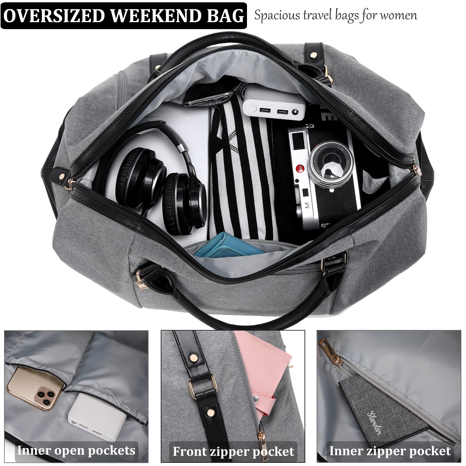 Stylish Oversized Weekender Bag for Women & Men - Large Travel Duffle Bag with Shoe Compartment | Perfect for Weekend Getaways, Gym, Business Trips & Overnight Stays