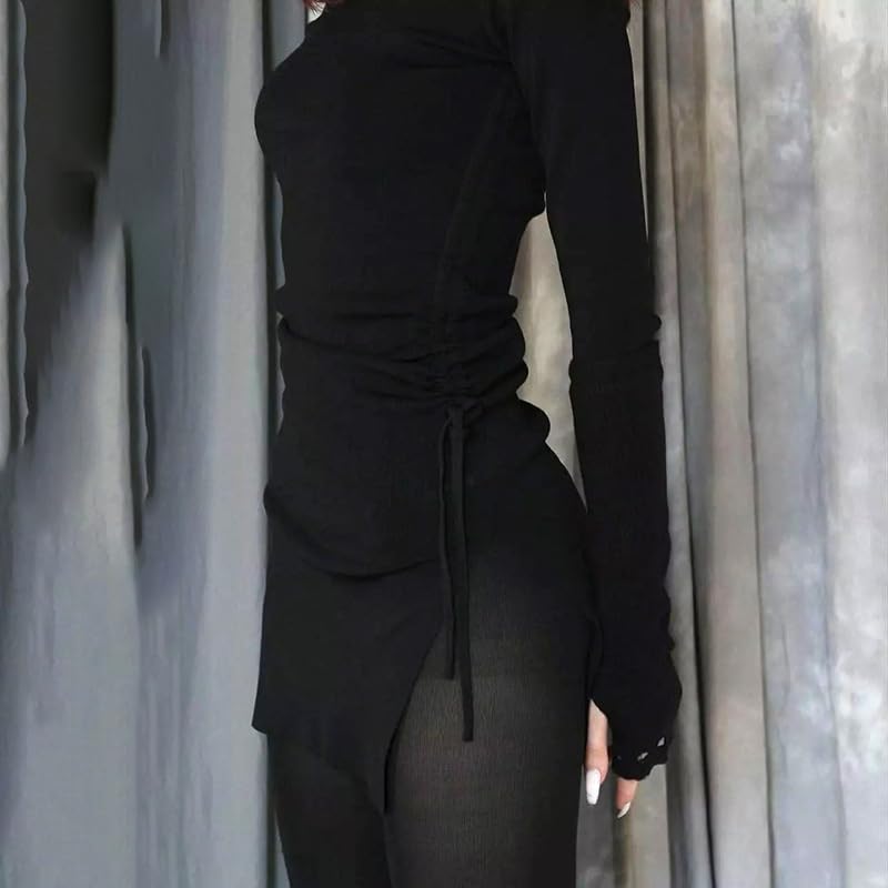 Sexy Black Long Sleeve Bodycon Dress for Women - Slim Fit Party Clubwear & Evening Cocktail Dress