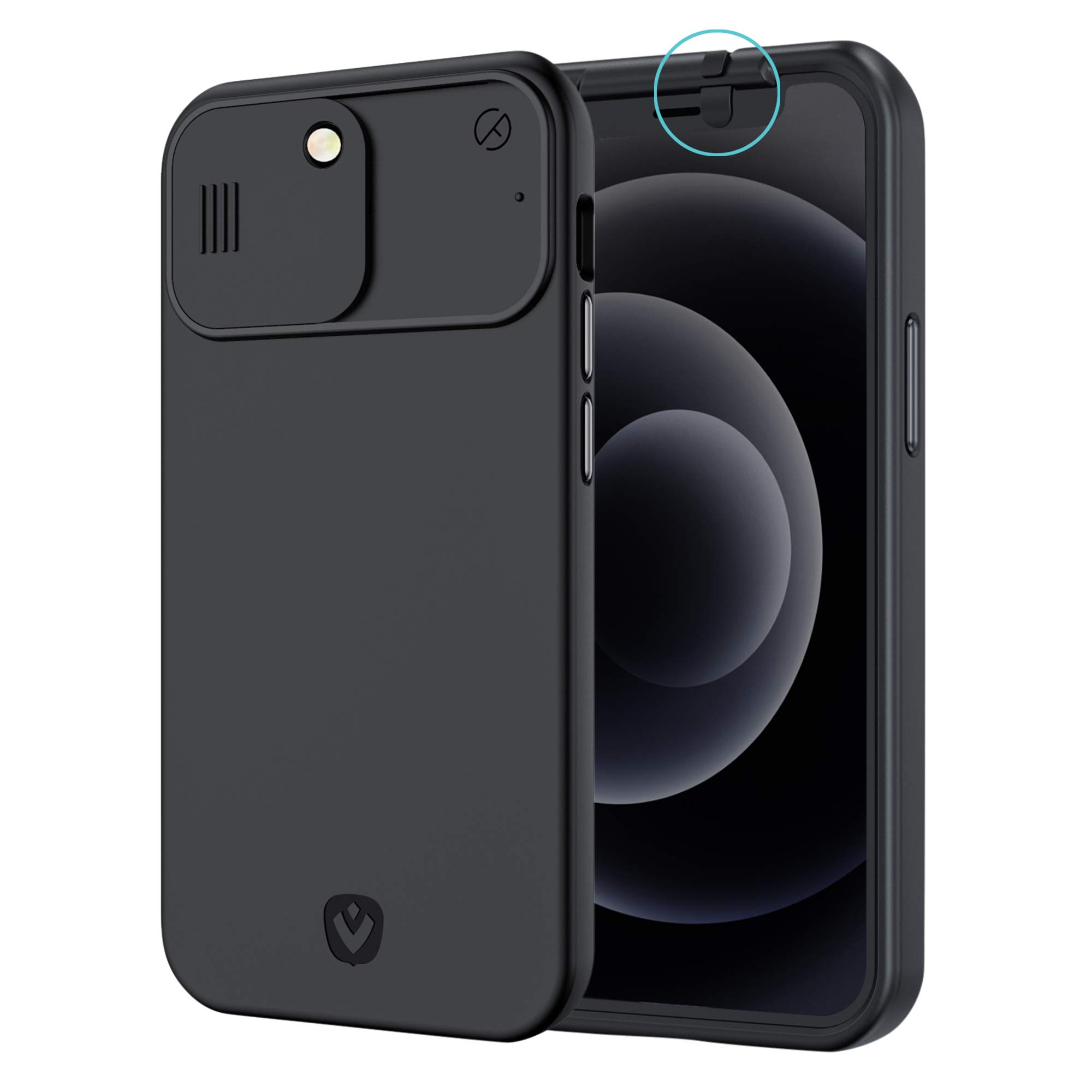 Valenta Black iPhone 12 Pro Case with Front & Rear Camera Covers | 6.1 Inch 6-Foot Drop Proof Protective Cover | Privacy Protection for iPhone 12 Pro (6.1