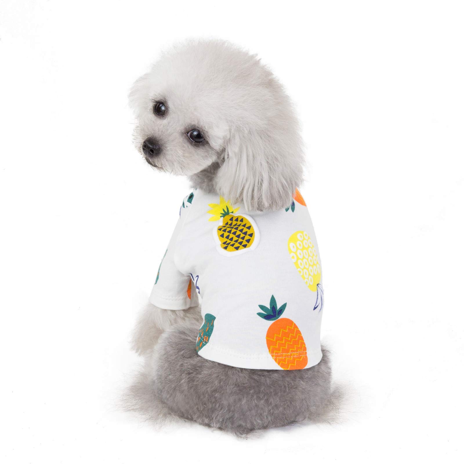 Howstar Cute Pineapple Printed Dog Shirt - Soft Cotton Summer Puppy Clothes for Small Dogs | Comfortable Pet Costume for Outdoor Walks & Photo Shoots