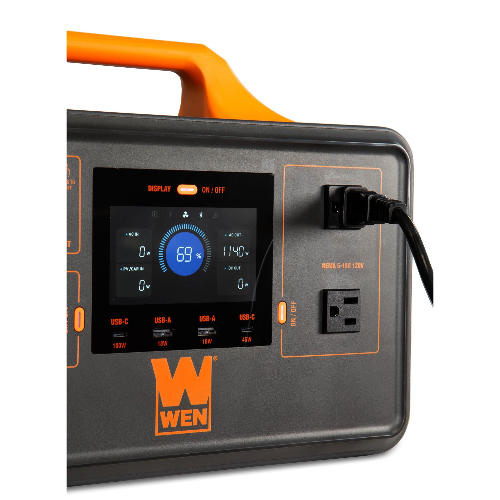 WEN PP1030i 1000W Portable Power Station - 1030Wh Lithium Battery, Pure Sine Wave Inverter, Bidirectional Charging | Emergency Backup, Camping, RV, Outdoor Adventures