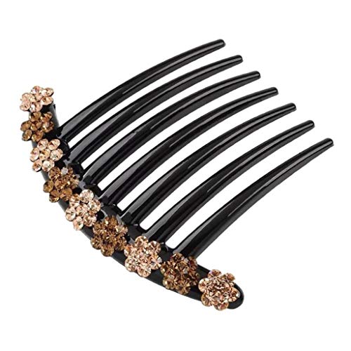 Harayaa Rhinestone Hair Comb Clip - Updo Maker for Bun & Bridal Hairstyles (Champagne) | Perfect for Weddings, Prom & Special Occasions