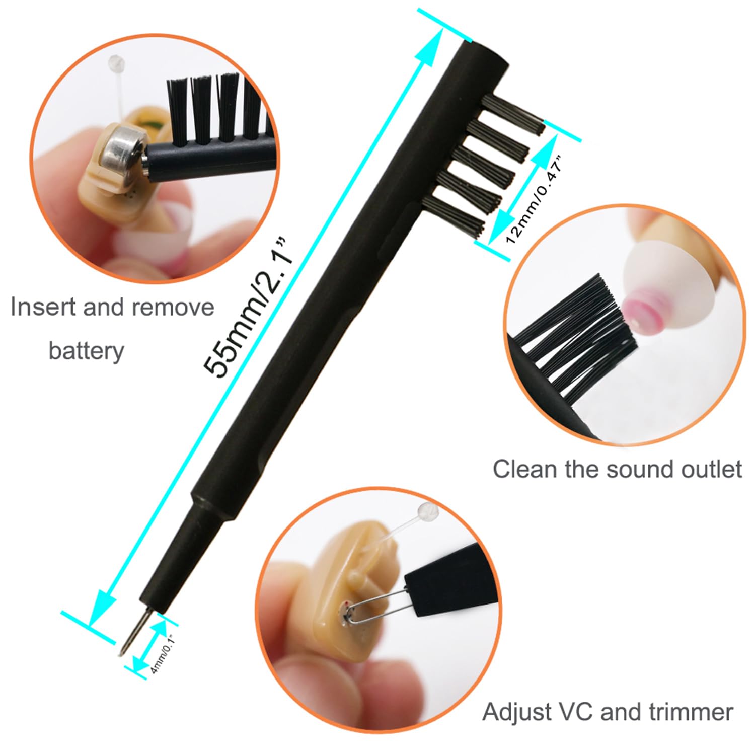 Oticon Mini RITE Hearing Aid Domes 10mm - Replacement Kit with Brush & Case for Comfort & Hygiene