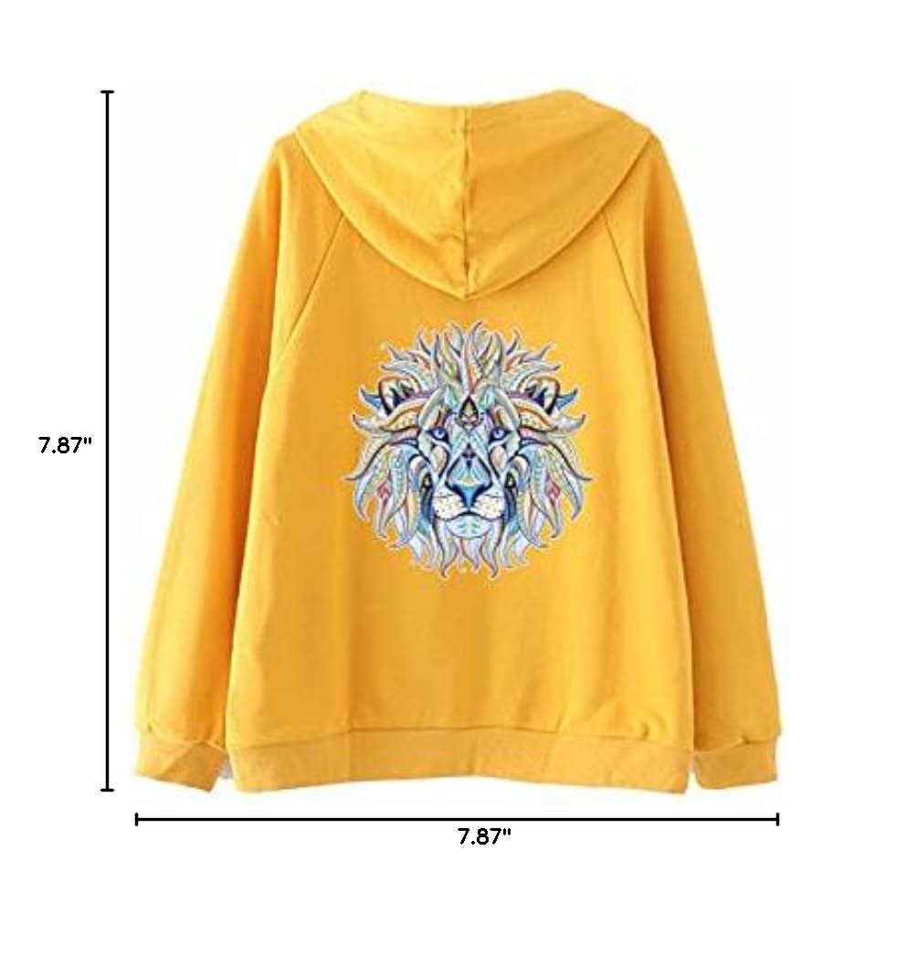 Acxico 2Pcs DIY Lion Iron-On Heat Transfer Patches for Clothes - Embroidered Applique Decor for Jackets, Jeans & Bags - Perfect for DIY Crafts, Costumes & Fashion Upcycling