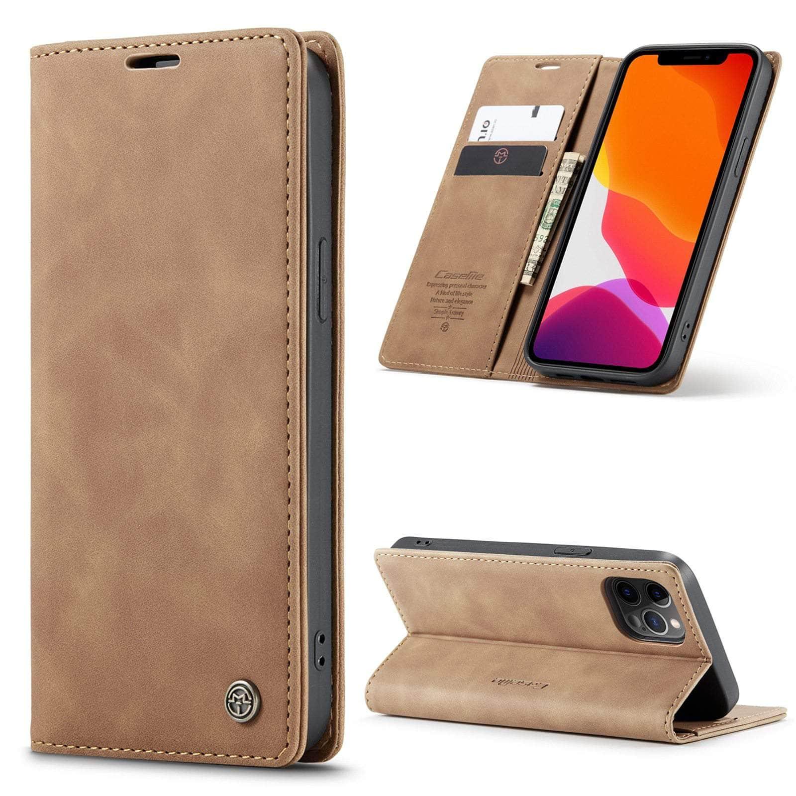 Vintage Leather Flip Case for iPhone 13 Pro - Retro Style Phone Cover with Card Holder & Magnetic Closure | Perfect for Daily Use, Travel & Business Meetings