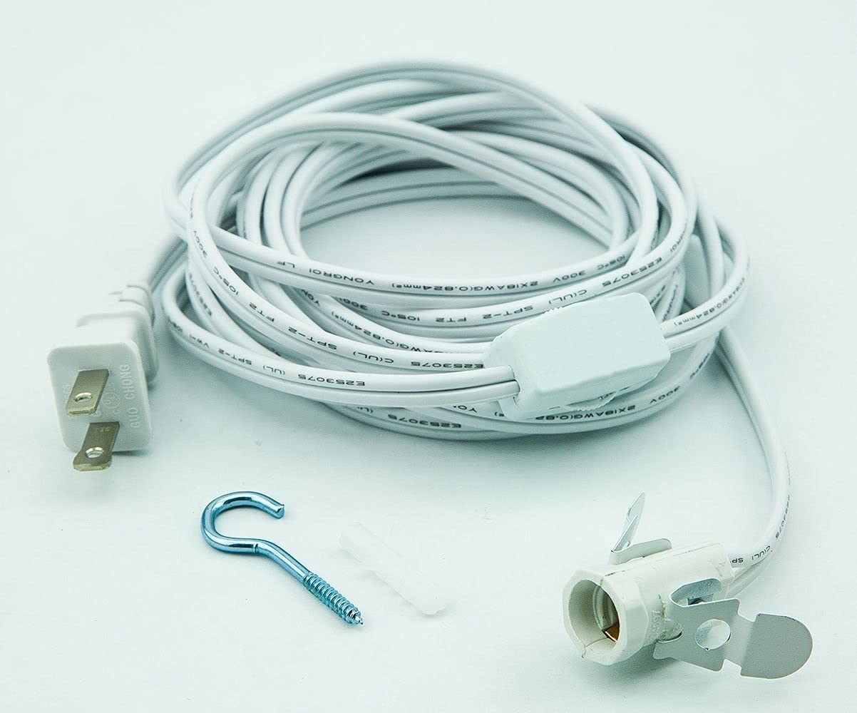 25 Ft Extra-Long White Mini Pendant Light with E12 Base & Switch - Star Lantern Swag Light Kit for Bedroom, Patio & Indoor Decor | PaperLanternStore